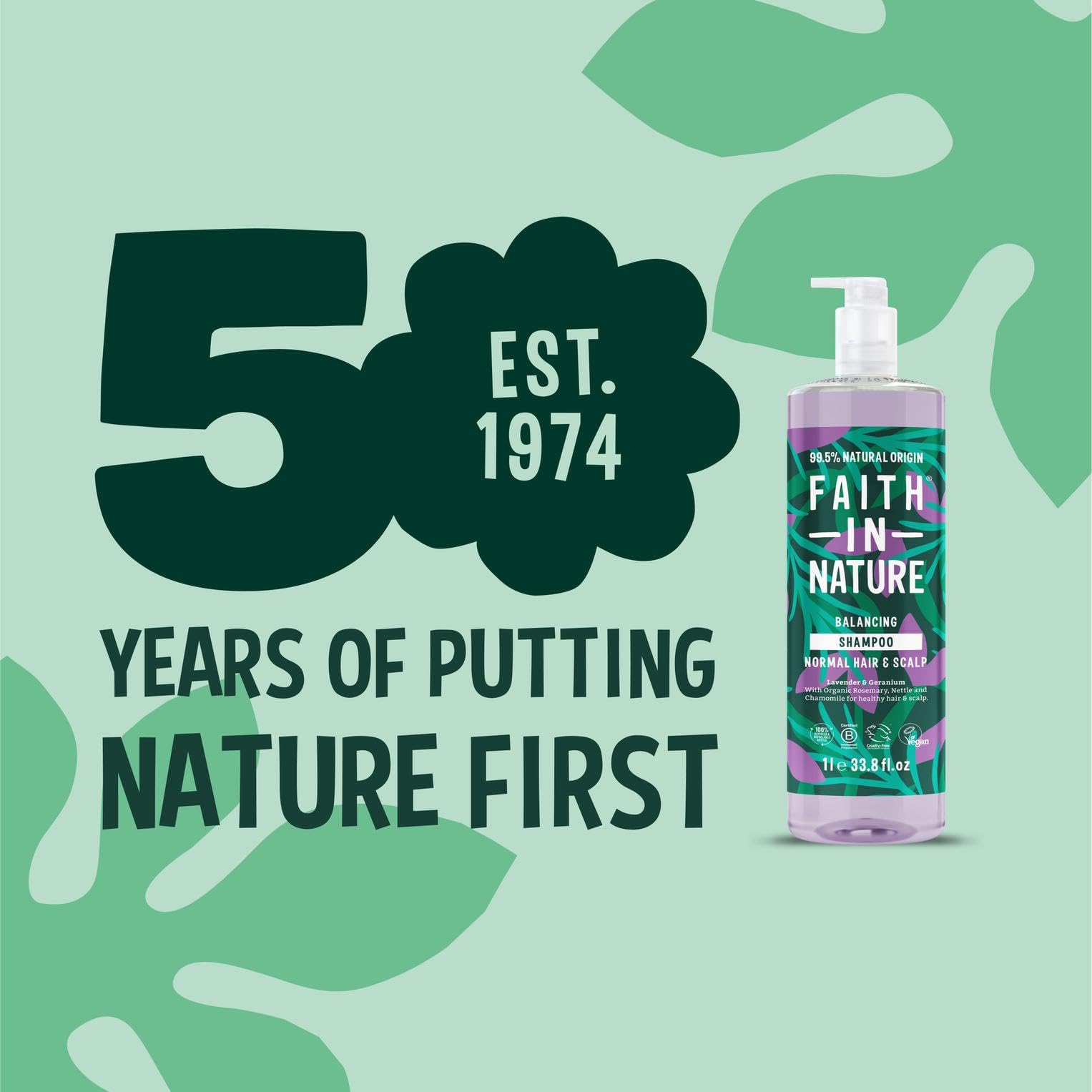 FAITH IN NATURE Natural Shampoo - Vegan & Cruelty Free, No SLS or Parabens - 33.8 fl oz Family Sized, Lavender & Geranium
