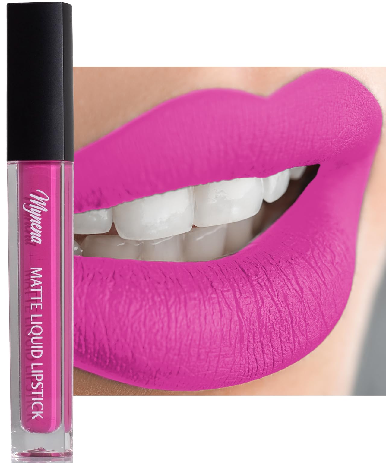 Mynena Pink Long-Lasting Matte Liquid Lipstick | Intense Color, Smudge-Proof & Waterproof | Comfortable, Hydrating Shea Butter |