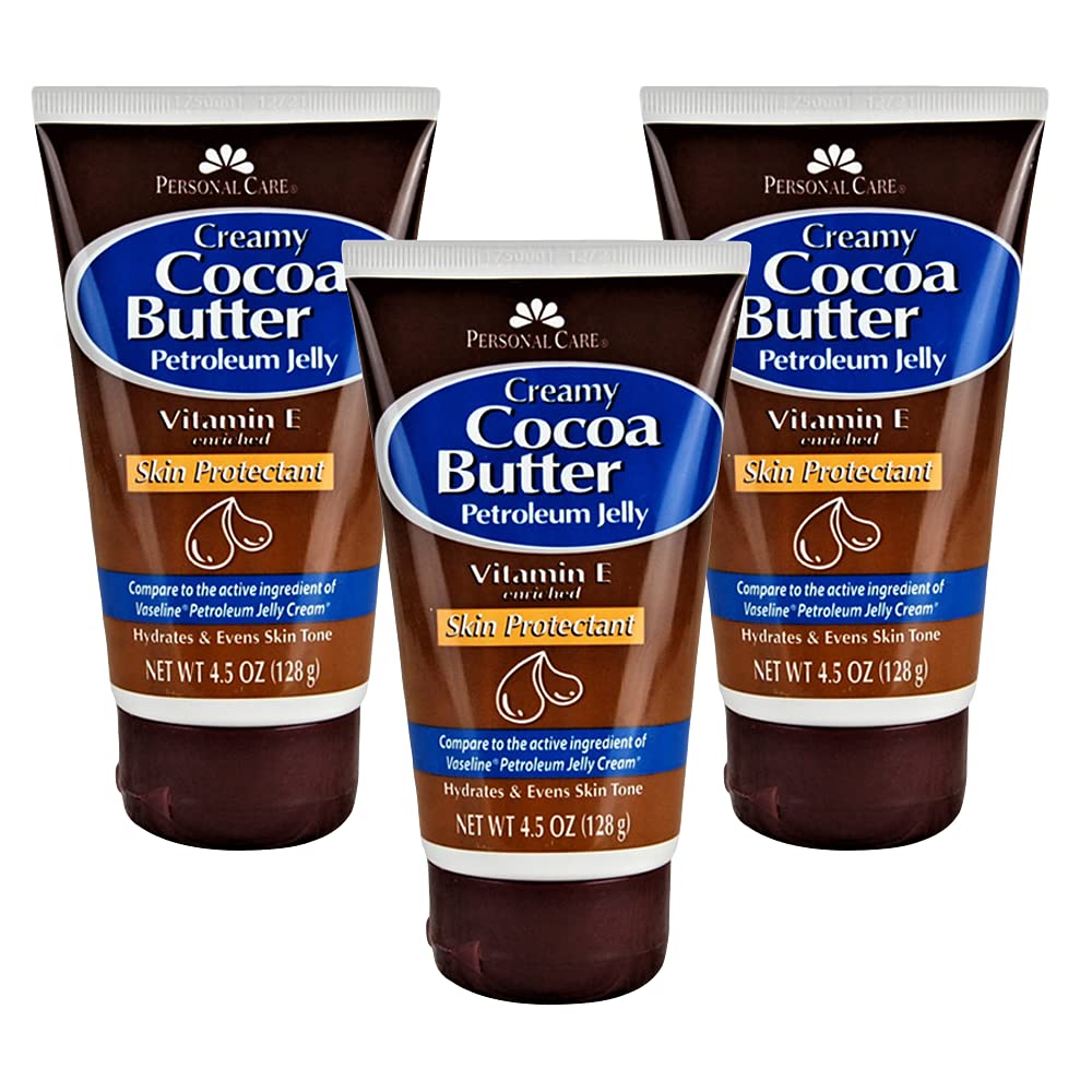 Personal Care Petroleum Jelly Vitamin E and Cocoa Butter Lotion 4.5 Oz (3 Pack) Vitamin E Cream for Skin with Cocoa Butter Cream