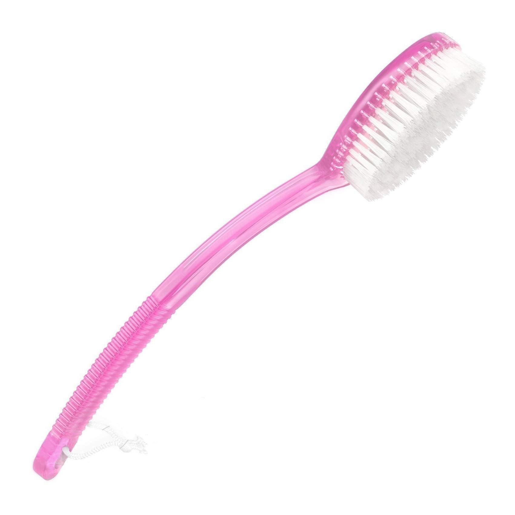 Tarrant LongHandle Bath/Shower Body Brush and Back Scrubber with Hard Bristles for Deep Skin Cleansing and Exfoliating  Pink