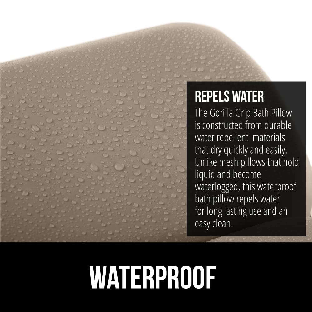 Gorilla Grip Bath Pillow For Tub, Improved Suction Cups, Luxury Bathtub Pillows, Headrest For Neck And Back Support, Relaxing Ho