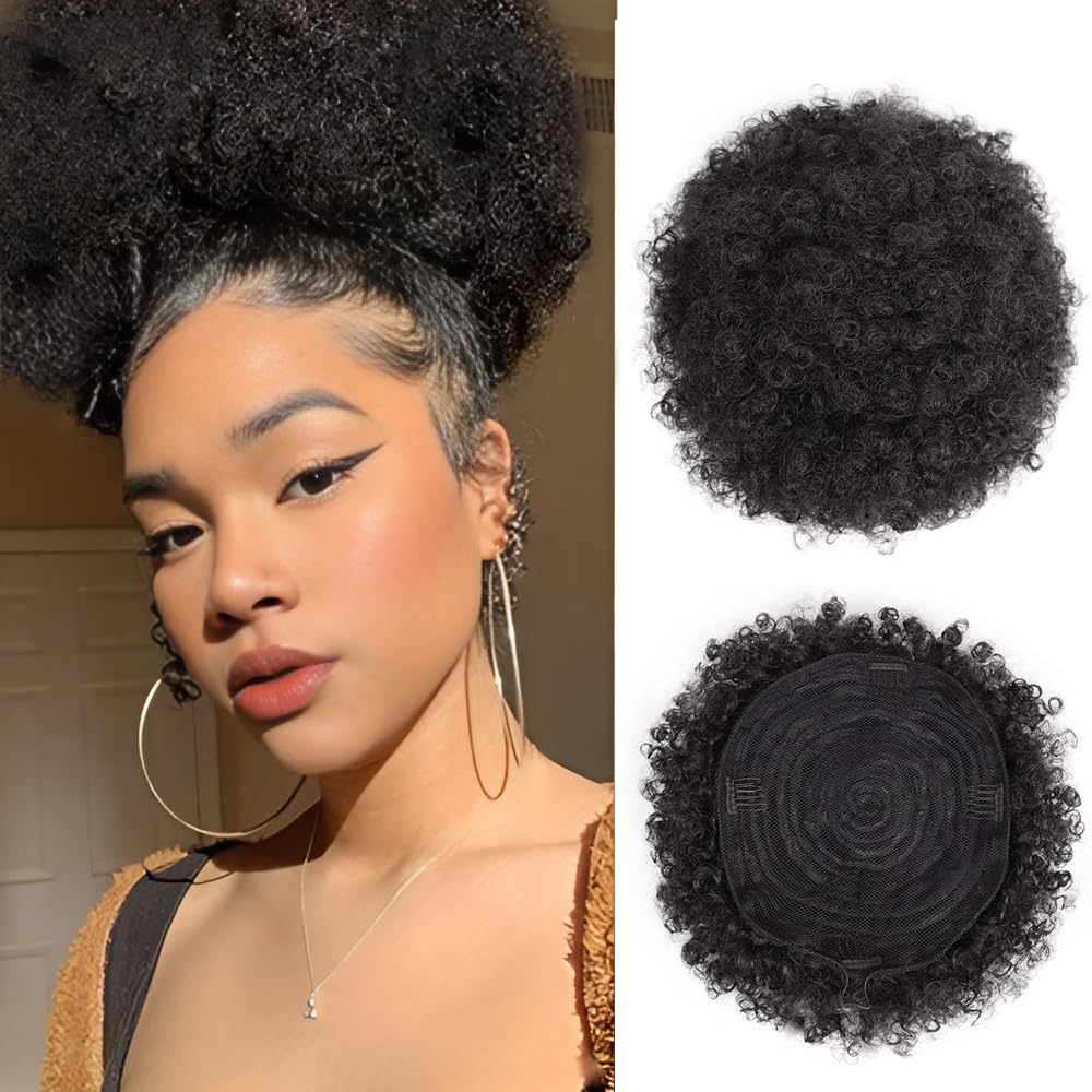 AISI QUEENS Extra Large Size Afro Puff Drawstring Ponytail, Natural Looking Kinky Curly Hair Bun Extension Synthetic Hairpieces 