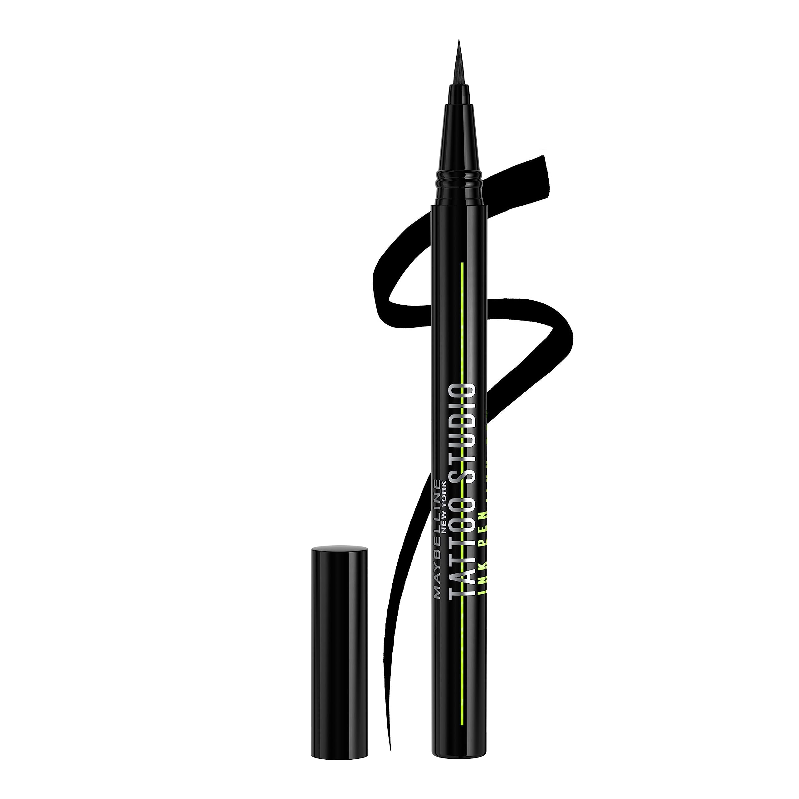 Maybelline Tattoo Studio Ink Pen Eyeliner, Waterproof & Smudge Resistant Liner, Up To 24 Hours Eye Makeup Wear, Jet Black, 1 Cou