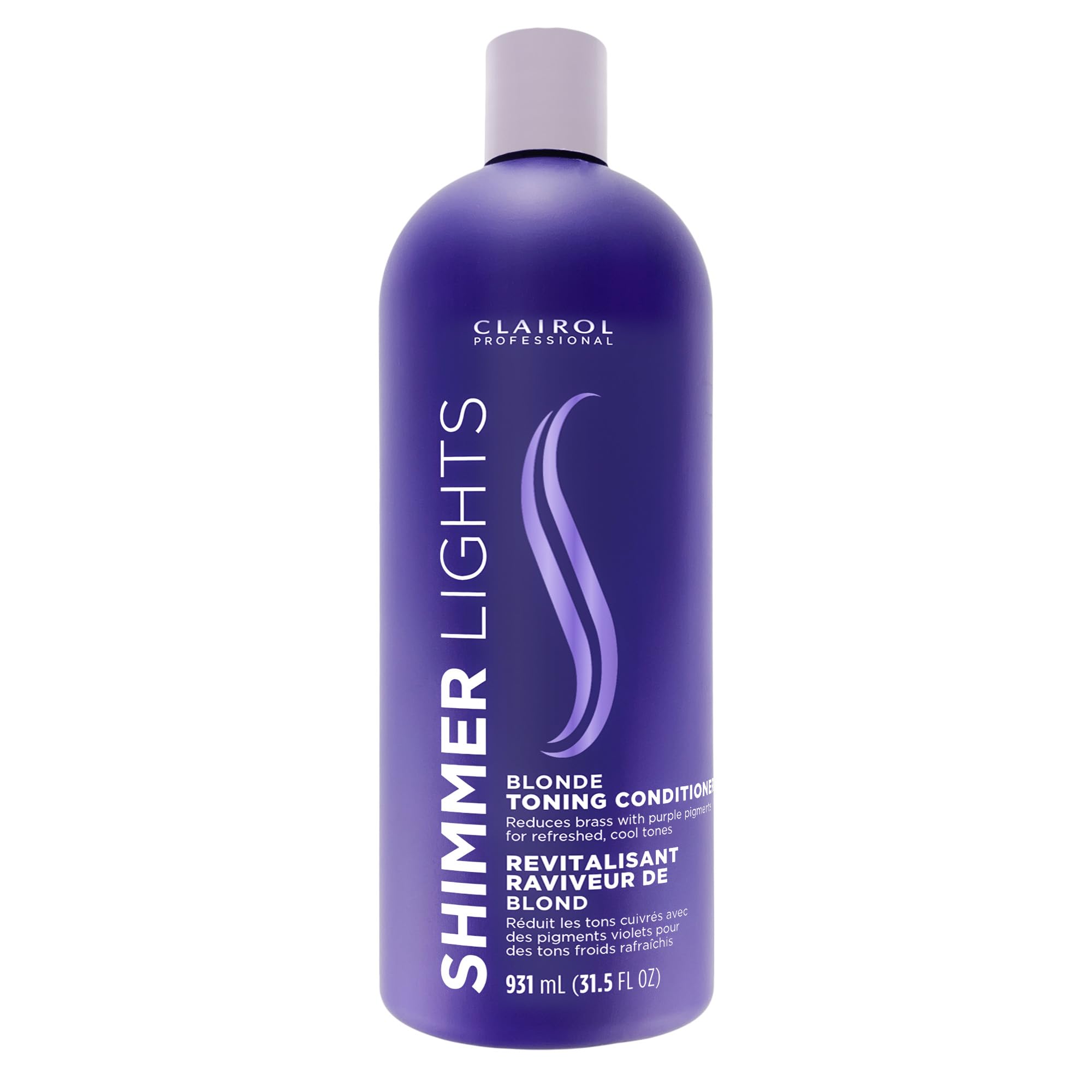 Clairol Professional Shimmer Lights Purple Conditioner, 31.5 fl. Oz Neutralizes Brass & Yellow Tones For Blonde, Silver, Gray & 