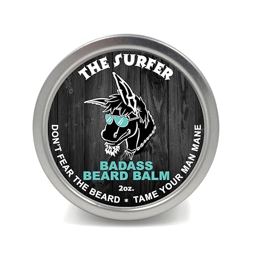 Badass Beard Care Beard Balm - The Surfer Scent, 2 Ounce - All Natural Ingredients, Keeps Beard And Mustache Full, Soft And Heal