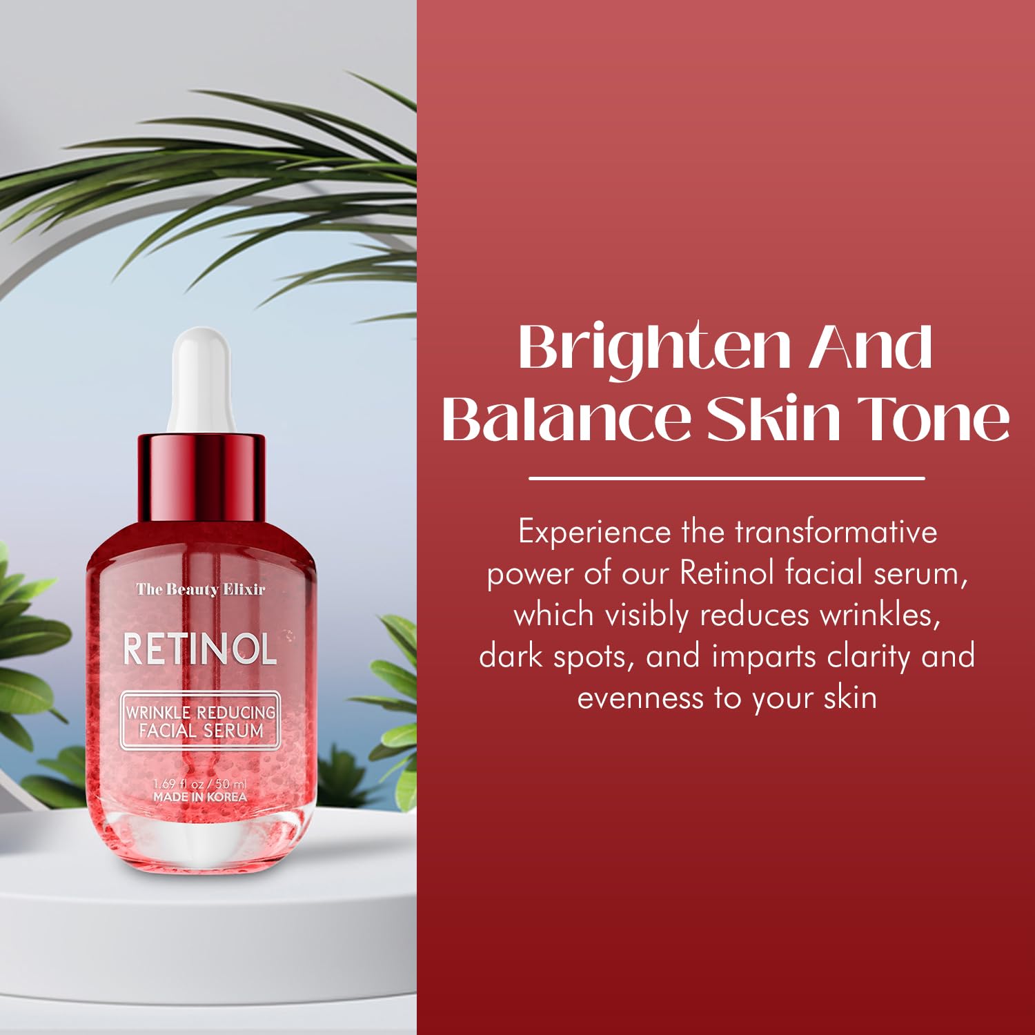 Retinol Serum For Face - Anti Aging, Lifting, Replenishing & Moisturizing Korean Facial Serum - Reduces Wrinkles, Fine Lines & C