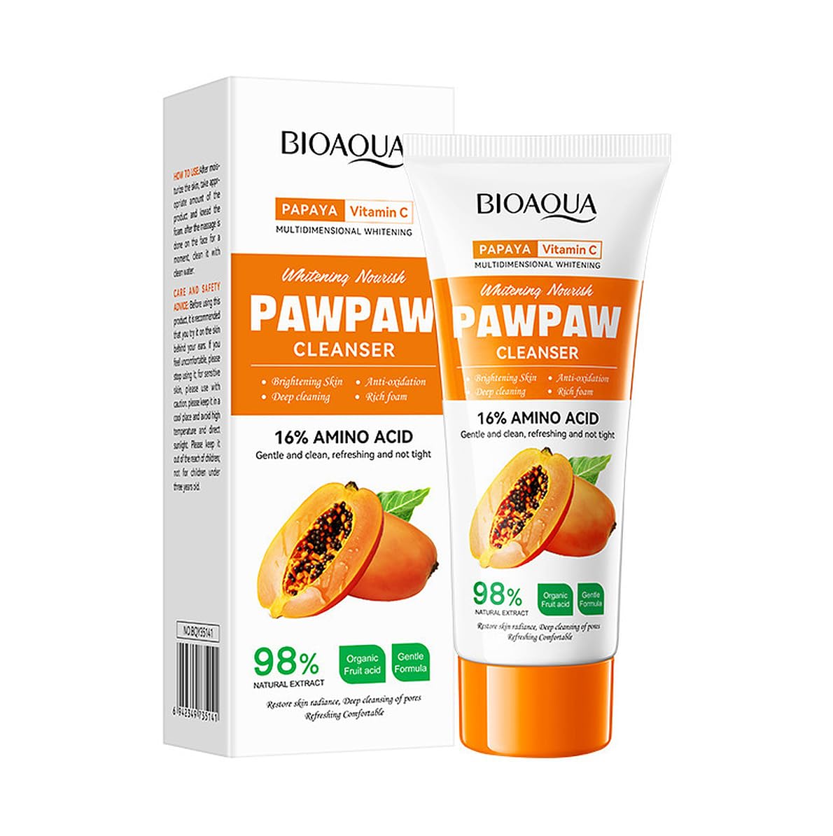 BIOAQUA Papaya Vitamin C Cleanser Amino Acid Clean Pores 100g
