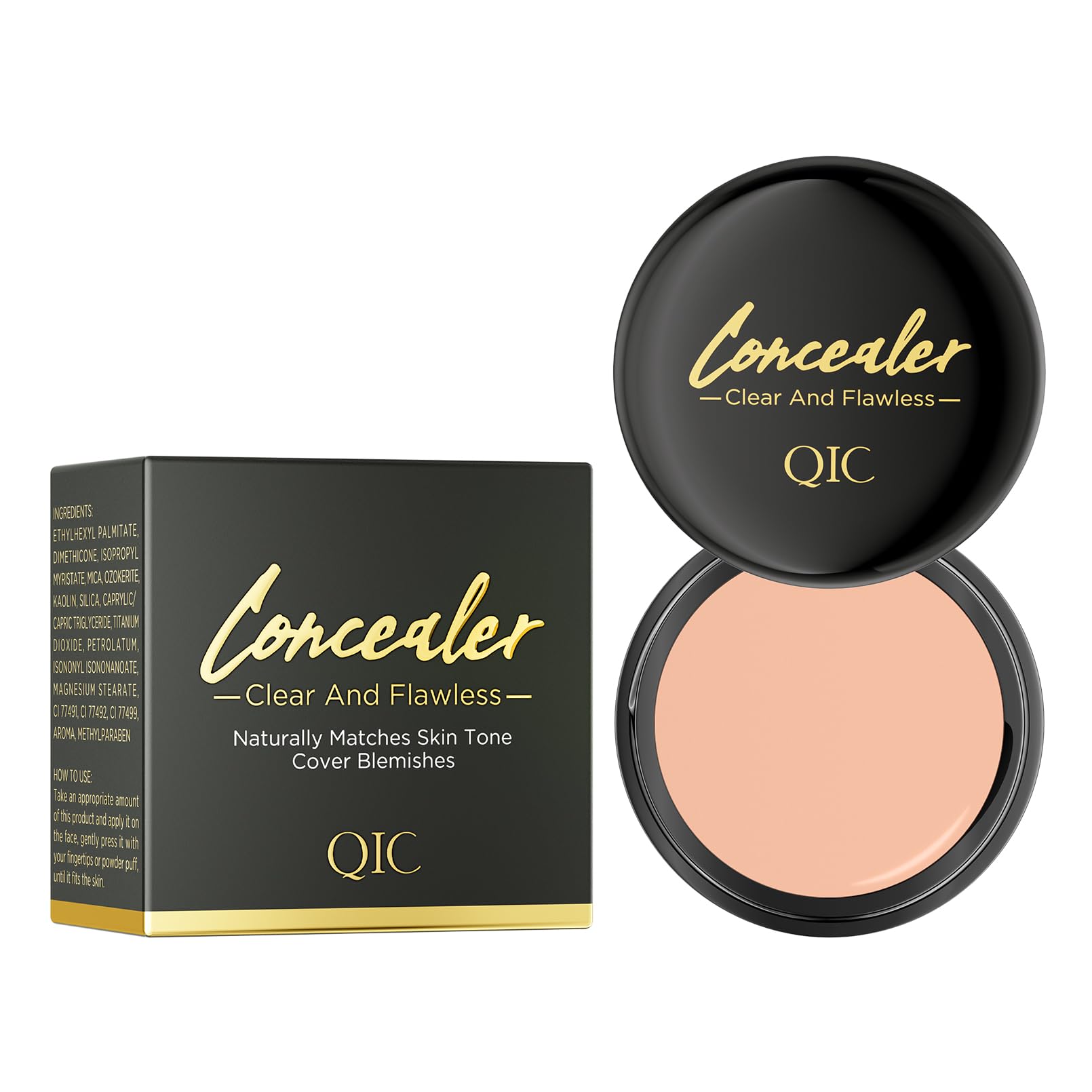 QIC Concealer,Natural Color Correcting Concealer for Women,Full Coverage Makeup for Face Eye Body,Nourishing Makeup for a More E