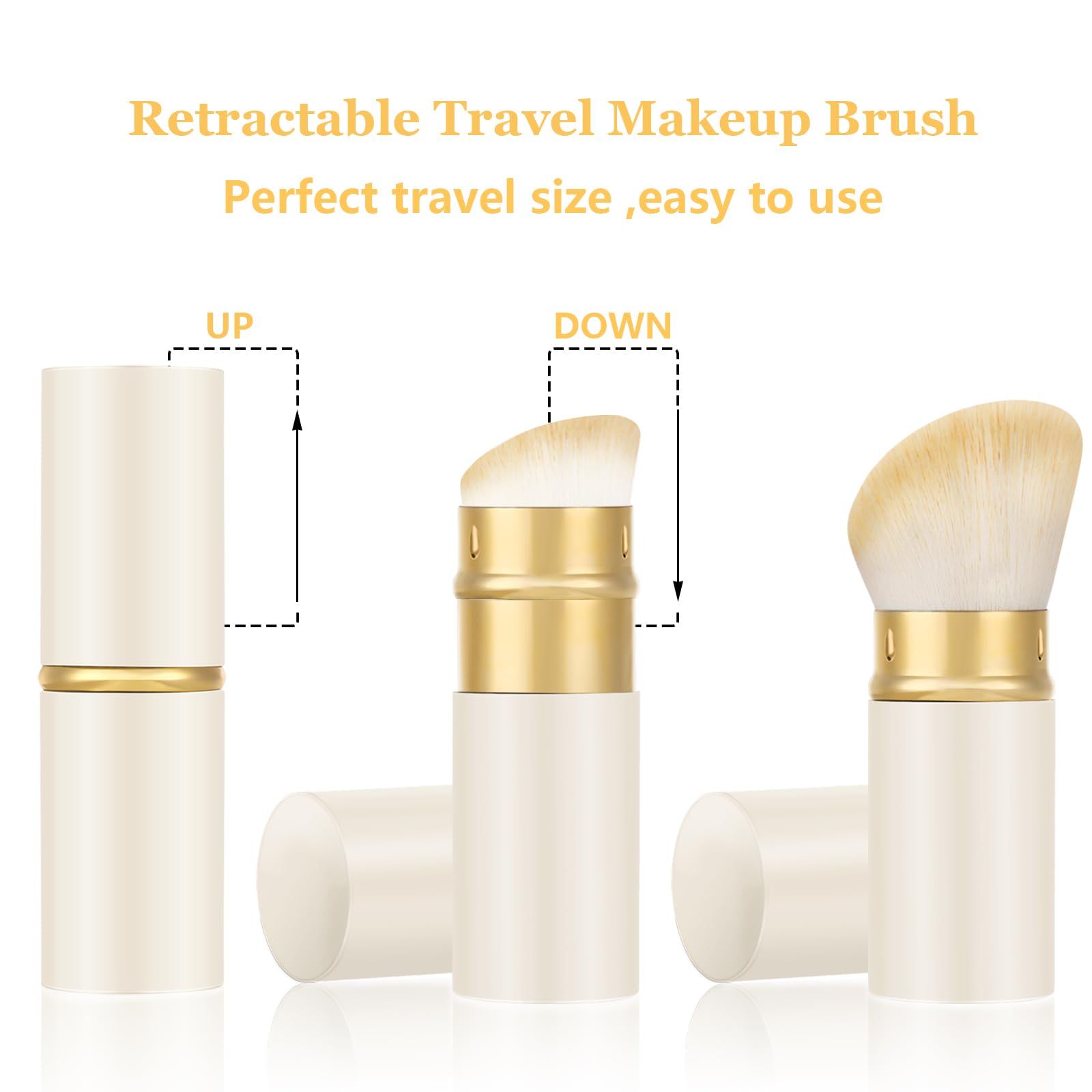 Falliny Retractable Kabuki Makeup Brush, Travel Powder Blush Brush Foundation Makeup Brush With Cover For Blush, Sunscreen,Bronz
