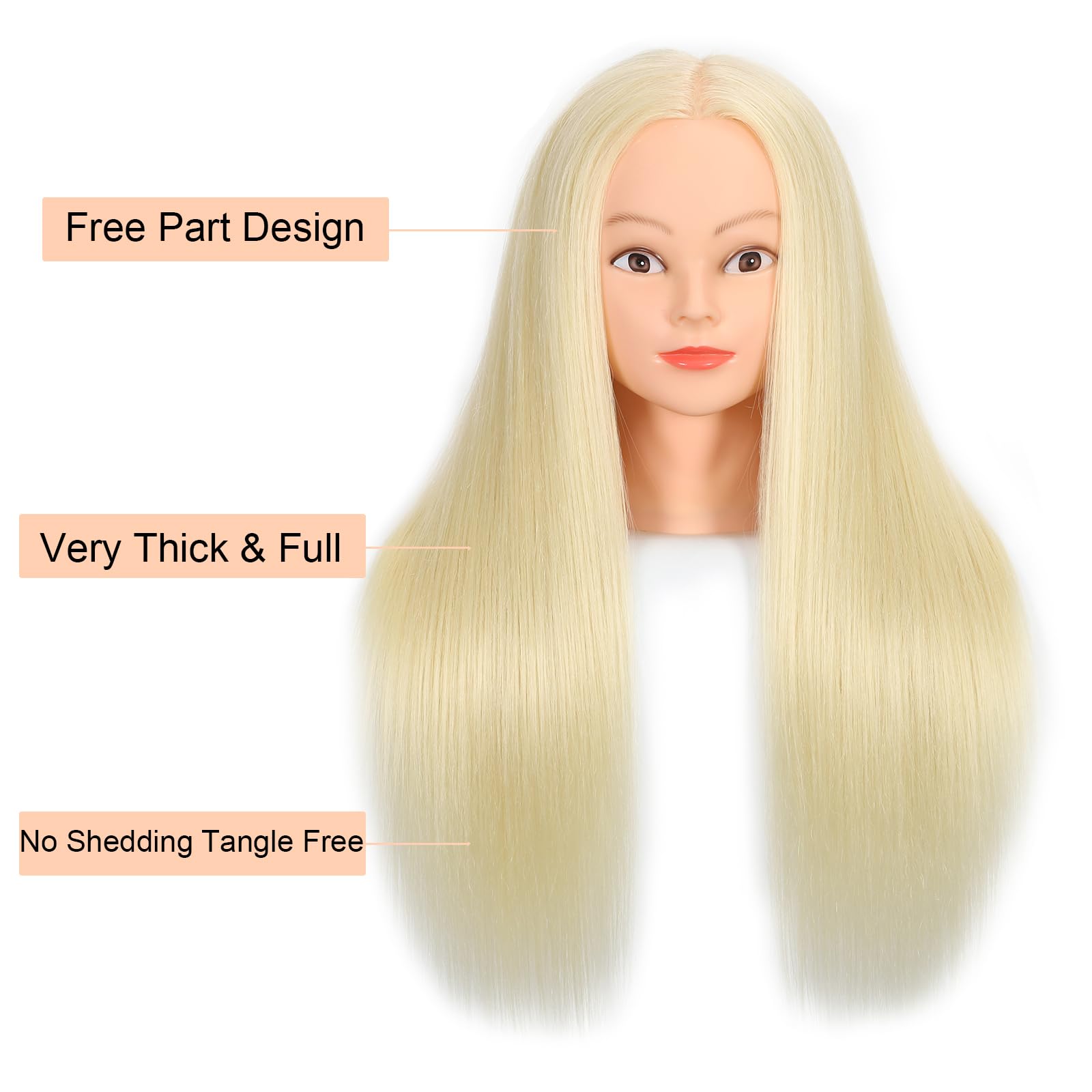 Zomoi 26''-28''Mannequin Head With 80% Real Hair,Cosmetology Mannequin Trainning Head Hairdresser Pratice Doll Head For Hair Sty