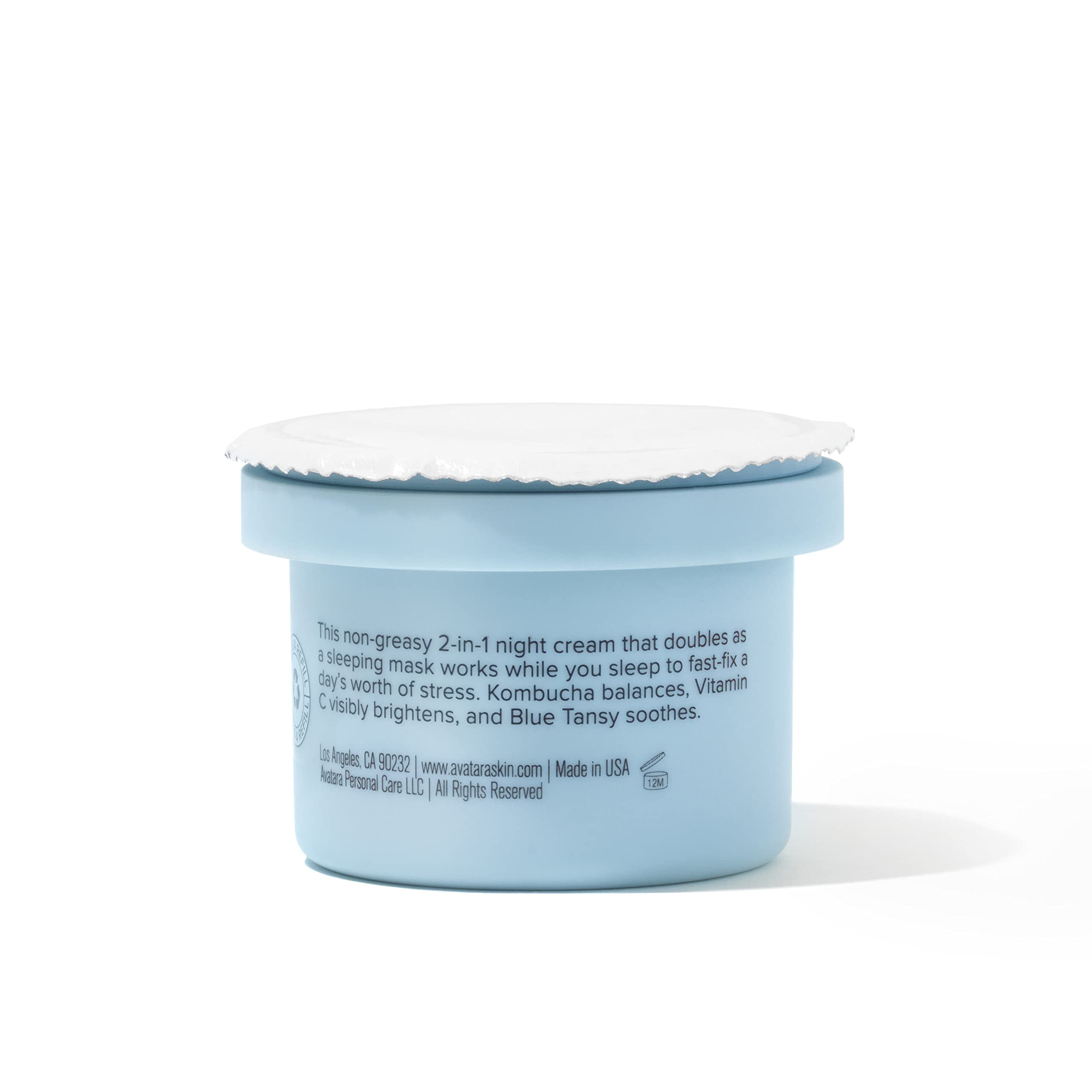 Avatara Kombucha The Moon Dream Night Cream REFILL, Non-Greasy 2-in-1 Night Cream, Deep Moisturization, Kombucha Balances, Vitam