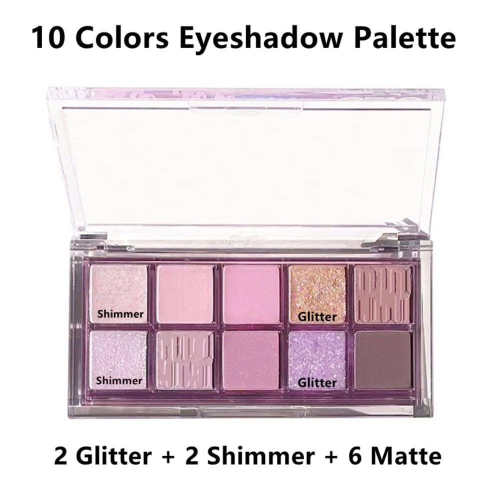 Go Ho 10 Colors Eyeshadow Palette,Matte&Glitter Eyeshadow Makeup,High Pigmented Shades,Naturing-Looking, High Pigment Waterproof
