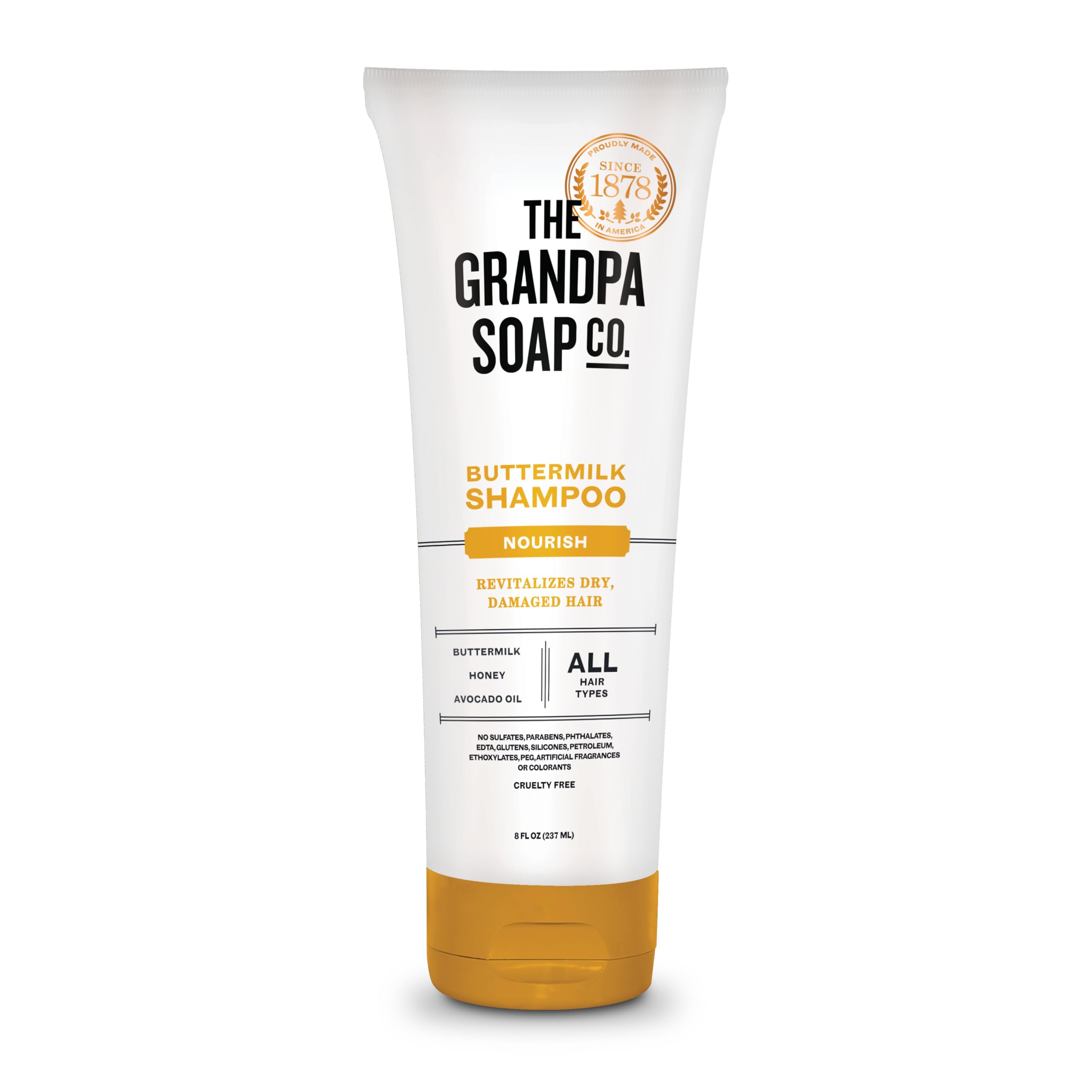 The Grandpa Soap Company Buttermilk Shampoo - Nourishing Formula to Help Revitalize Dry and Damaged Hair, With Honey & Avocado O