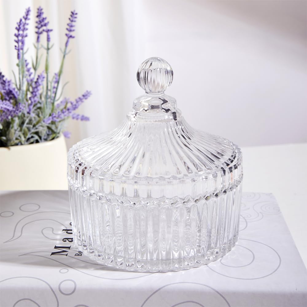 COSHINE Extra Large Body Powder Puff Dish, Powder Puff Crystal Container, Body Puff Jar, Puff not Including