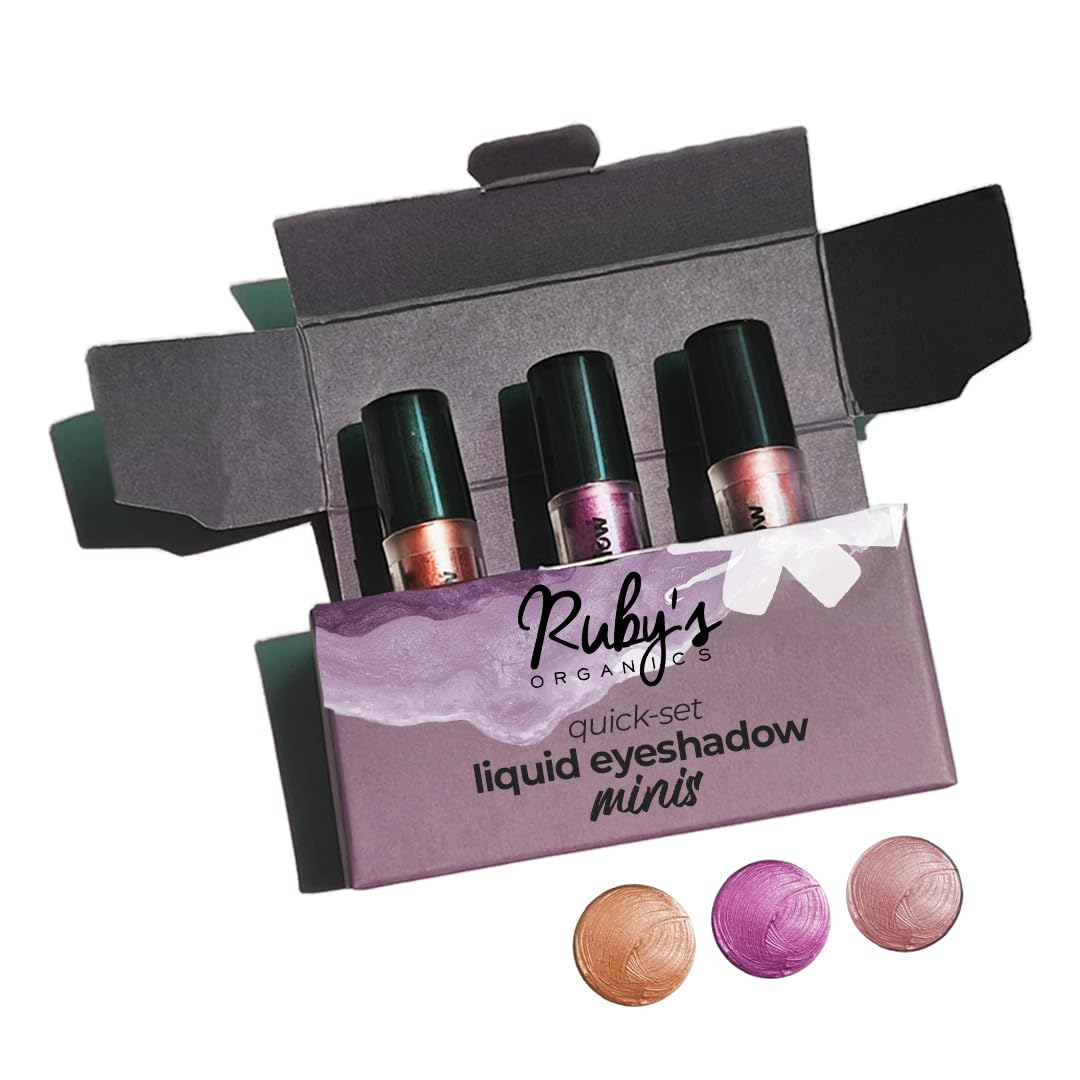 RubyS Organics Eyeshadow Liquid MiniS Set For Women- Metallic Finish,Long Wearing,Smudge Proof,Non Irritating, Vegan,Organic, 
