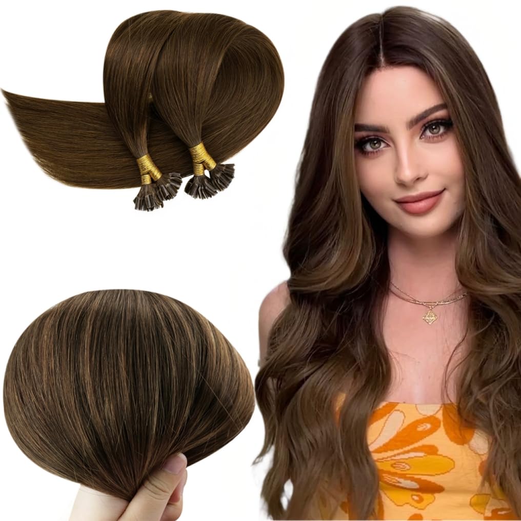 RUNATURE U Tip Hair Extensions Human Hair Dark Brown U Tip Human Hair Extensions 14 Inch U Tip Keratin Hair Extensions Human Hai