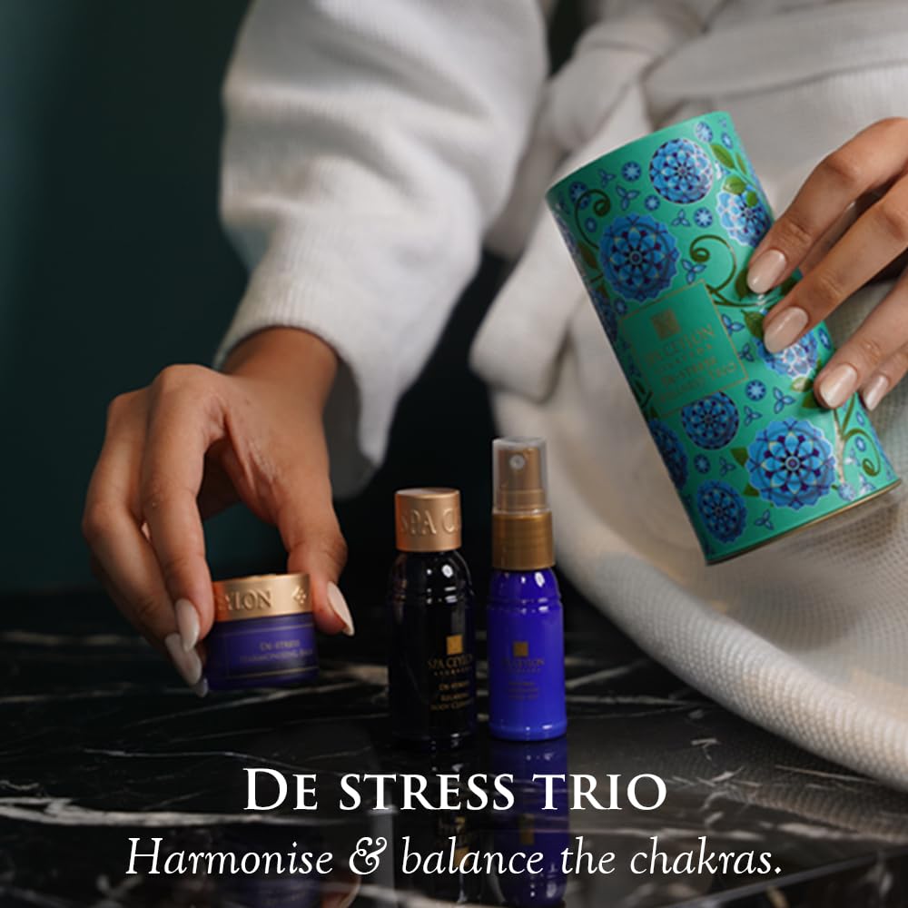 SPA CEYLON De-Stress Wellness Trio Set | Holistic Spa Essentials for Calming Skin Care | Spa Gift Baskets | Natural Ingredients