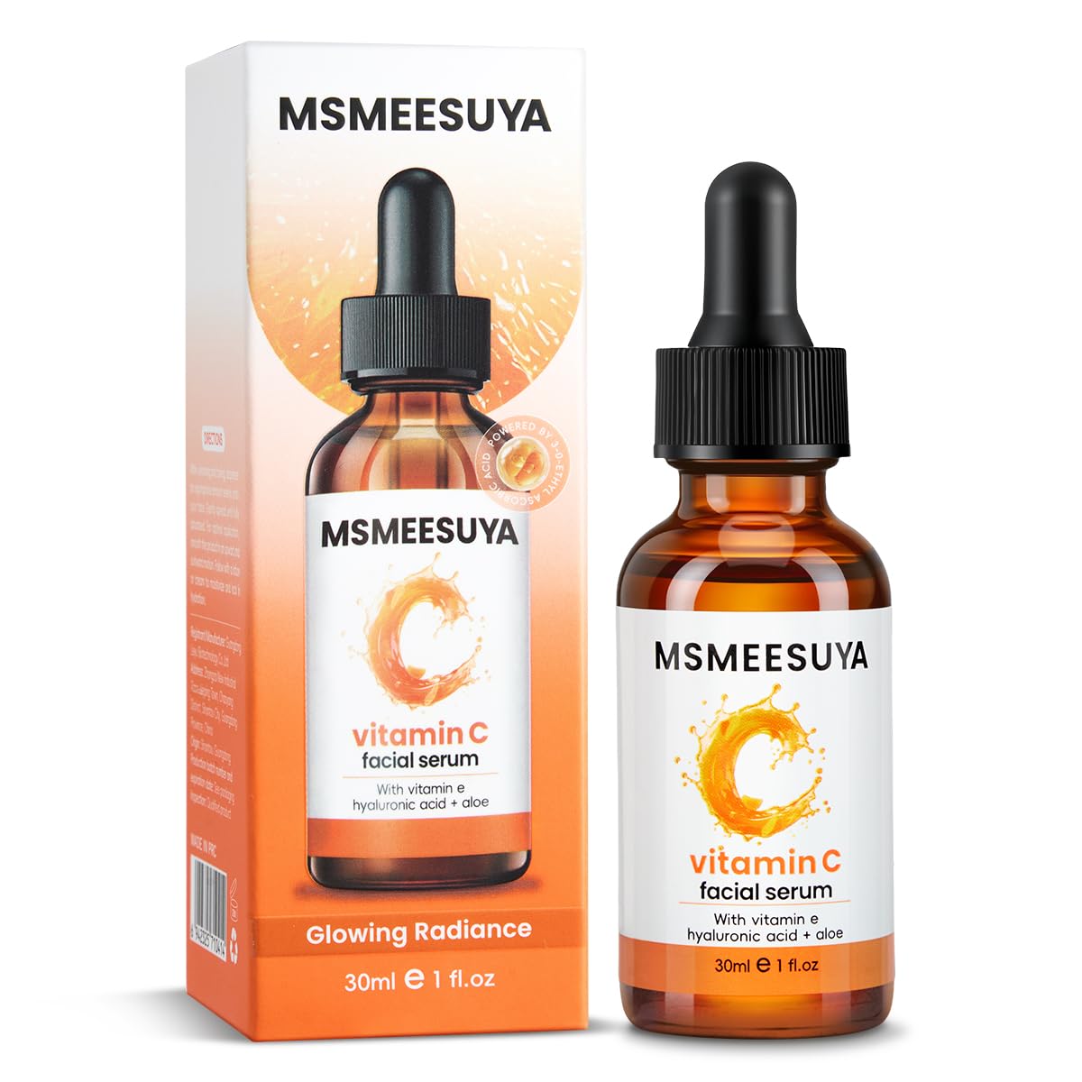 MSMEESUYA Vitamin C Serum for Face 2Pack, Brightening Facial Serum with Hyaluronic Acid & Vitamin E, Helps Improve Dark Spots, 