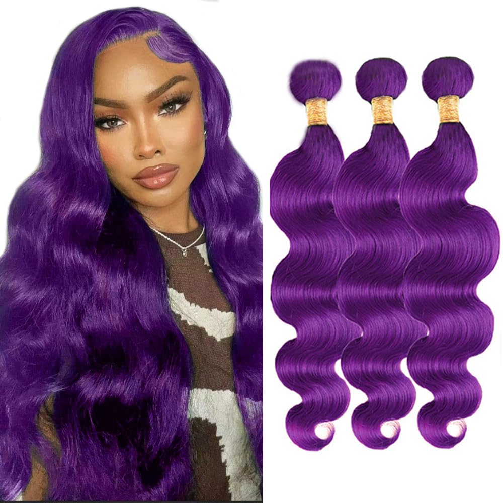 Purple Bundles Body Wave Bundles Human Hair 24 26 28 Inch Unprocessed Brazilian Virgin Hair Weave 3 Bundle Purple Body Wave Huma