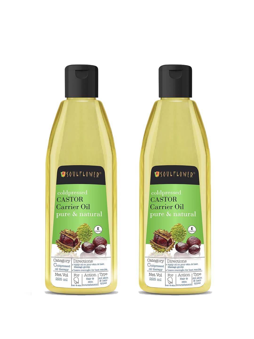 Soulflower Castor Oil For Hair Growth, Hair Fall Control, Moisturizing Skin, Nourishment |100% Pure & Natural Cold Pressed, Ecoc