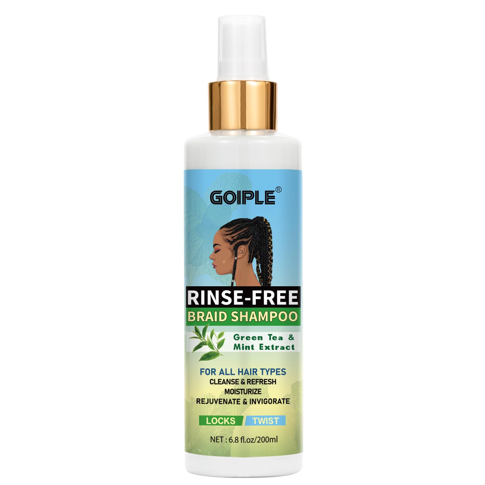 No-Water Braid Shampoo For Locs, Twists, Weaves - Rinse-Free, Dreadlock Shampoo For Build-Up, Odor, Itch & Flakes, No Residue, C