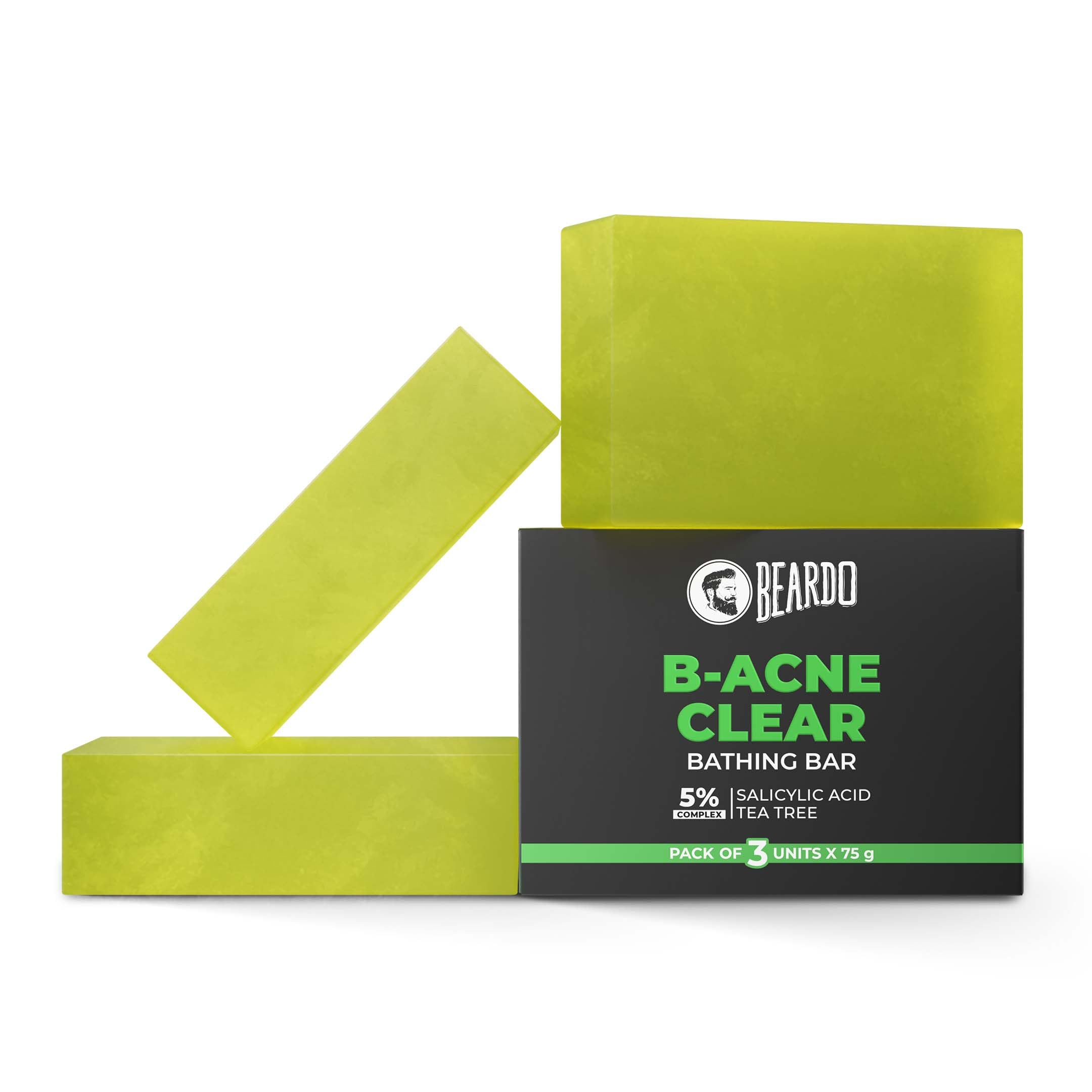 Beardo B- Acne Clear Soap For Men, 75G X 3 | With Tea Tree And Salicylic Acid | Clean Clear Skin | For Body Acne And Skin Purifi