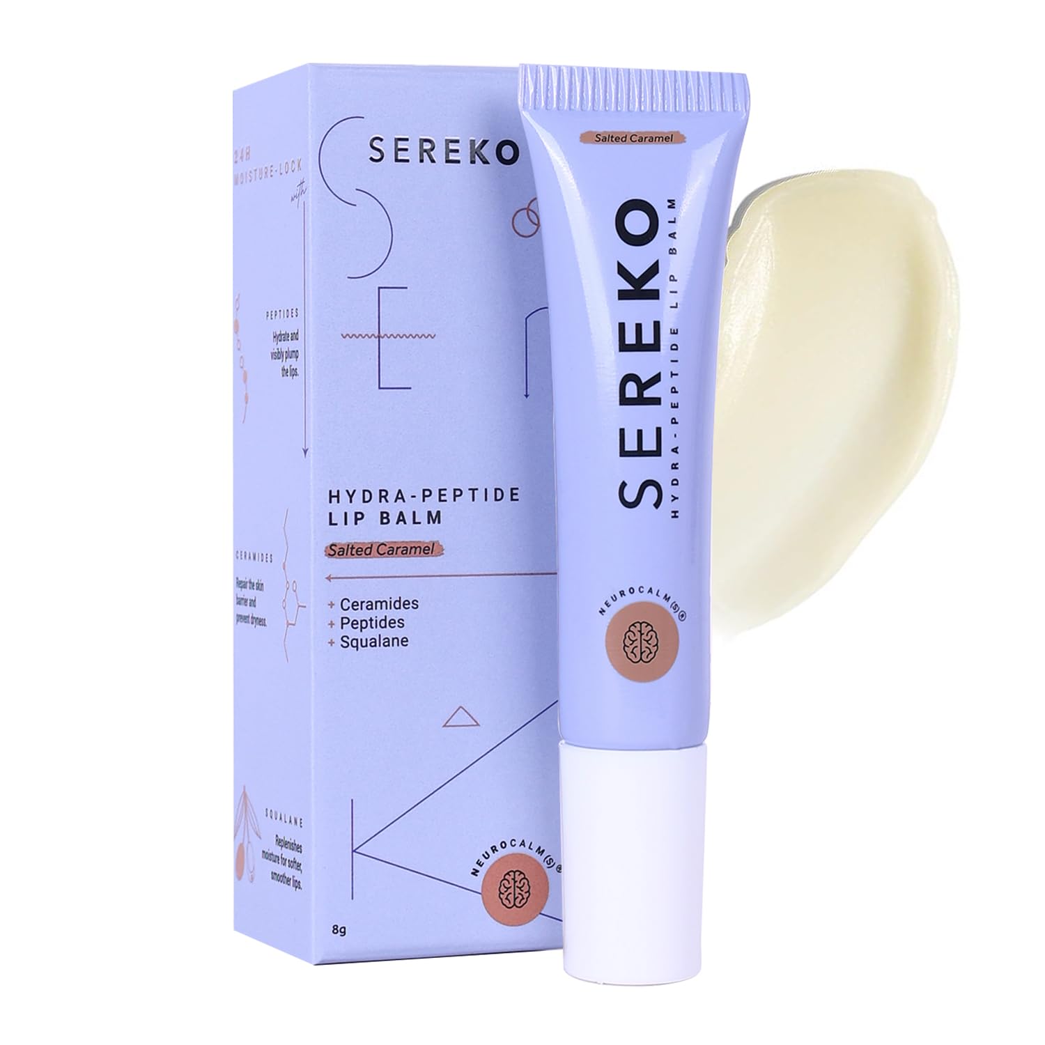 Sereko Ceramides & Peptide Lip Balm For Dry & Chapped Lips | LongLasting Hydration, 24H Moisture, Repair & Smooth | NonGlossy 