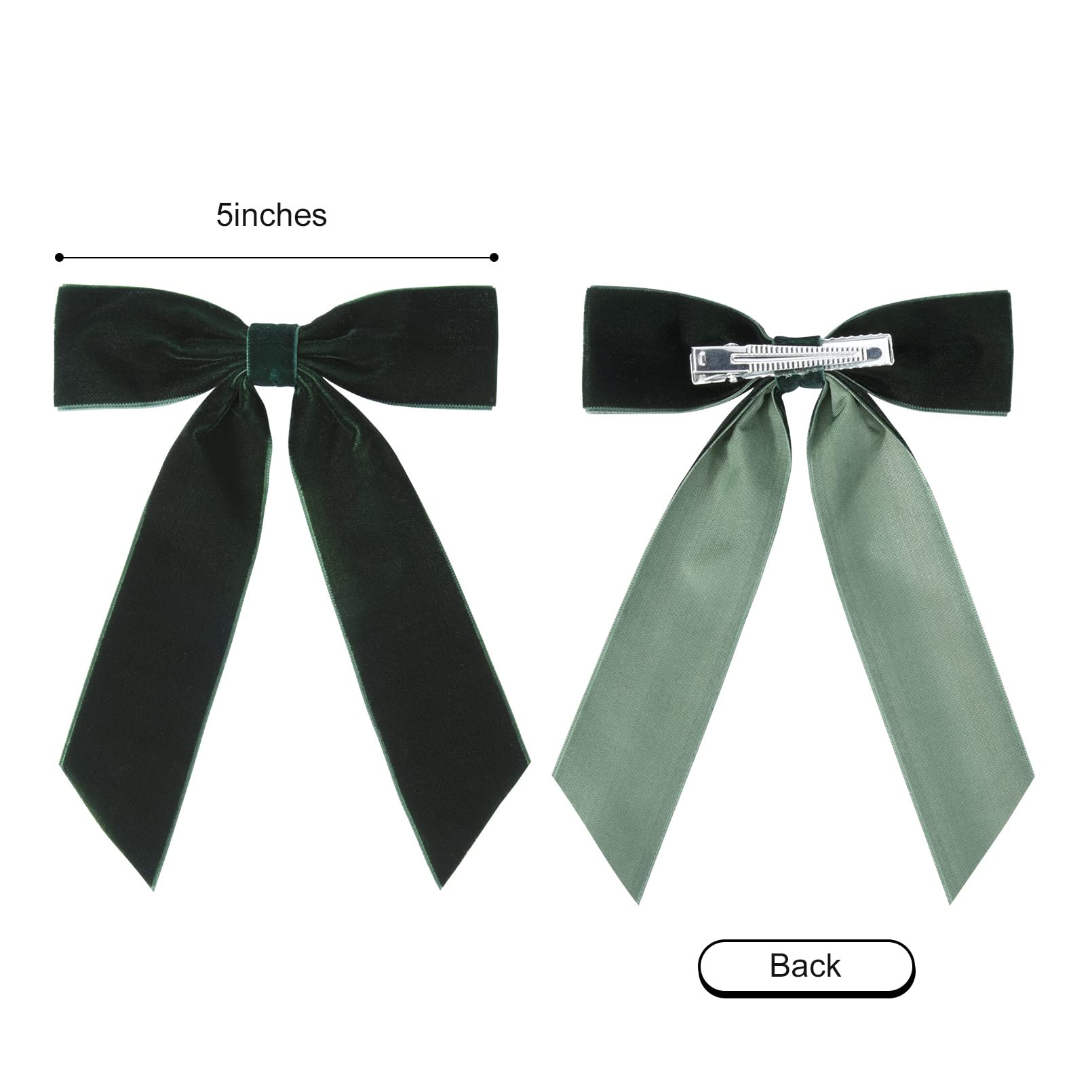 2Pcs Green Velvet Hair Bows Hair Clips 5'' Big Fall Alligator Clips Hair Accessories For Women Girls Toddlers Kids