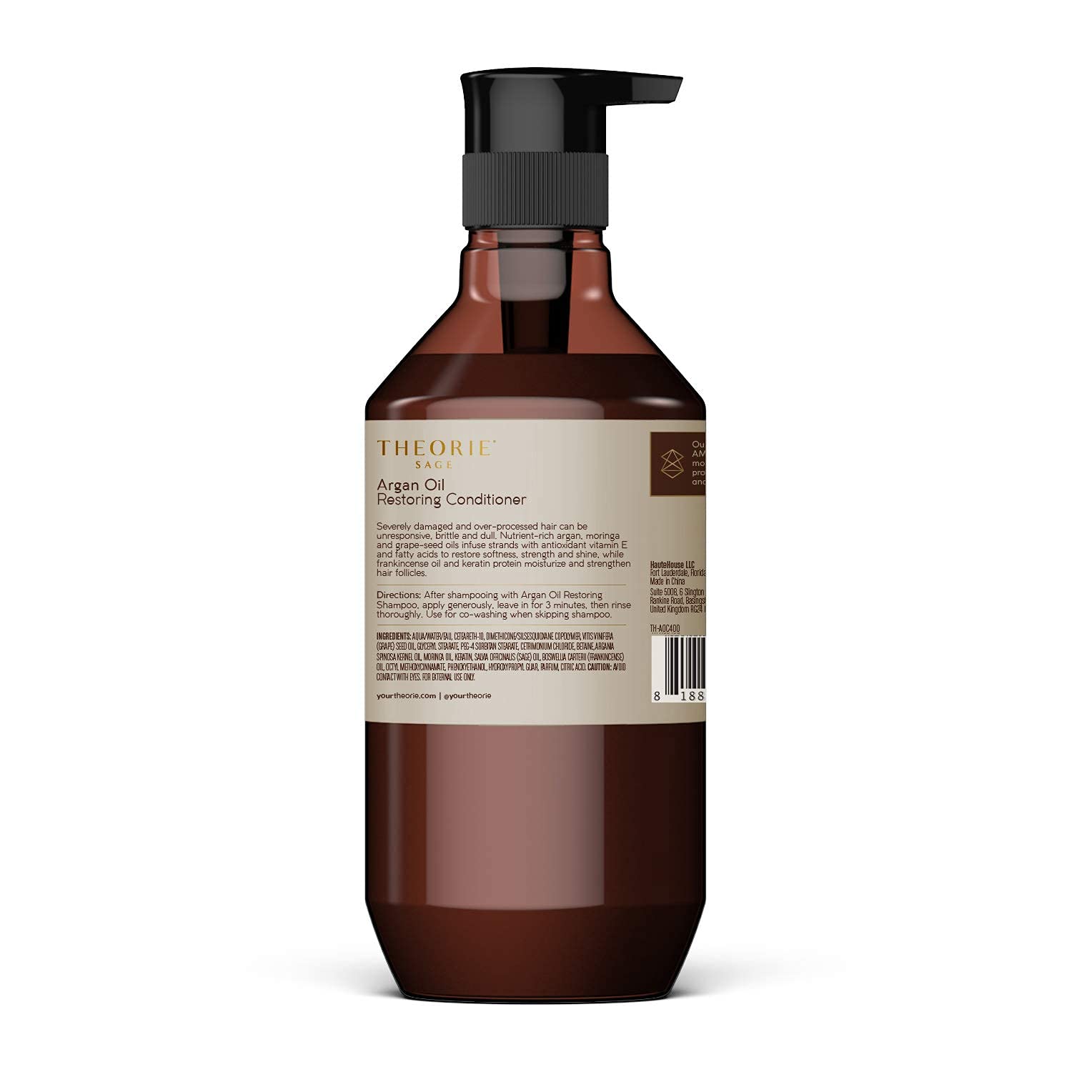 Theorie Argan Oil Ultimate Restoring Conditioner - Nutrient-Rich & Sulfate Free Restorative Haircare, Safe For Color & Keratin T