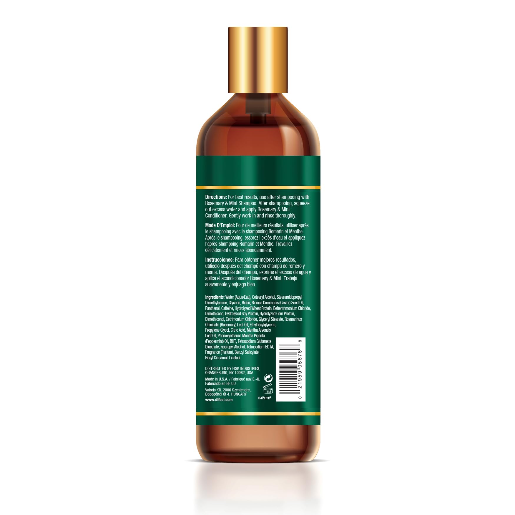 Difeel Elevated Rosemary Mint Hair Conditioner with Biotin 12 oz. - Made with Natural Rosemary & Mint to Strengthen Dry, Damaged