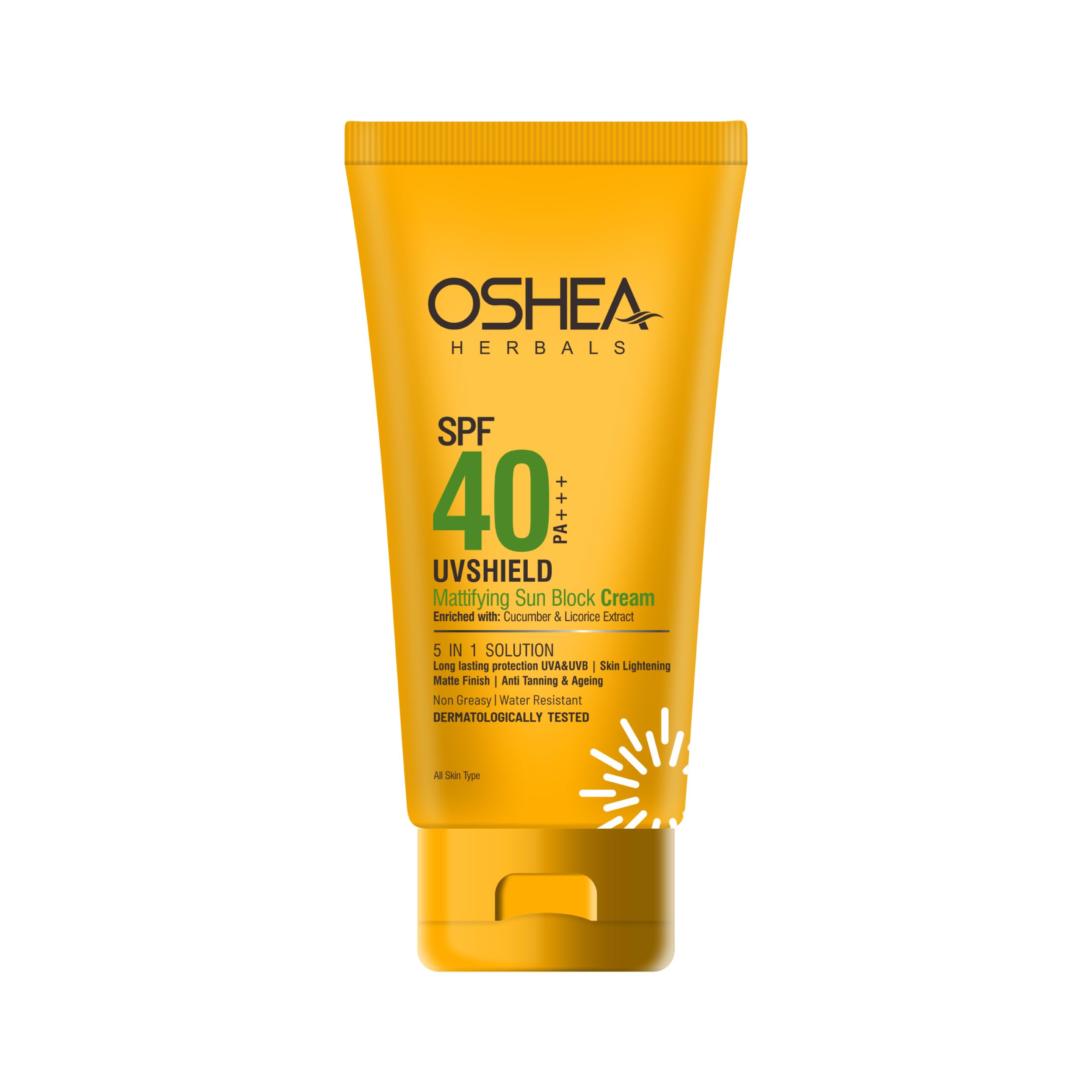 Oshea Herbals SPF 40 PA +++ UVshield Mattifying Non Greasy & Water Resistant Sunscreen for All Skin Types | Protection from UVA 