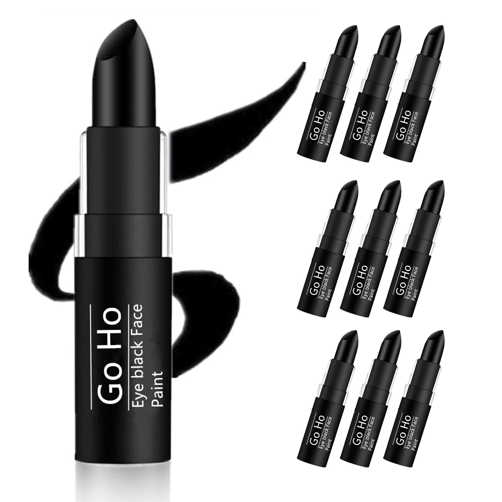 Go Ho 10 Pcs Eye Black Face Paint Stick For Sports,Waterproof Eye Black Baseball Gifts,Softball/Football Accessories,Easy To Col