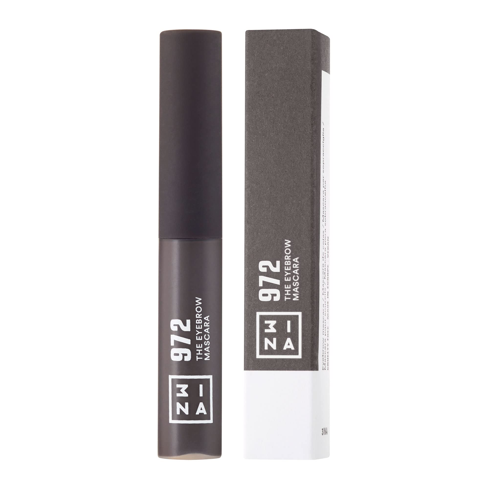 3Ina Makeup - Vegan - Cruelty Free - The Eyebrow Mascara 972 - Gray - Fixes, Defines, Adds Volume And Control Brows -Non Sticky