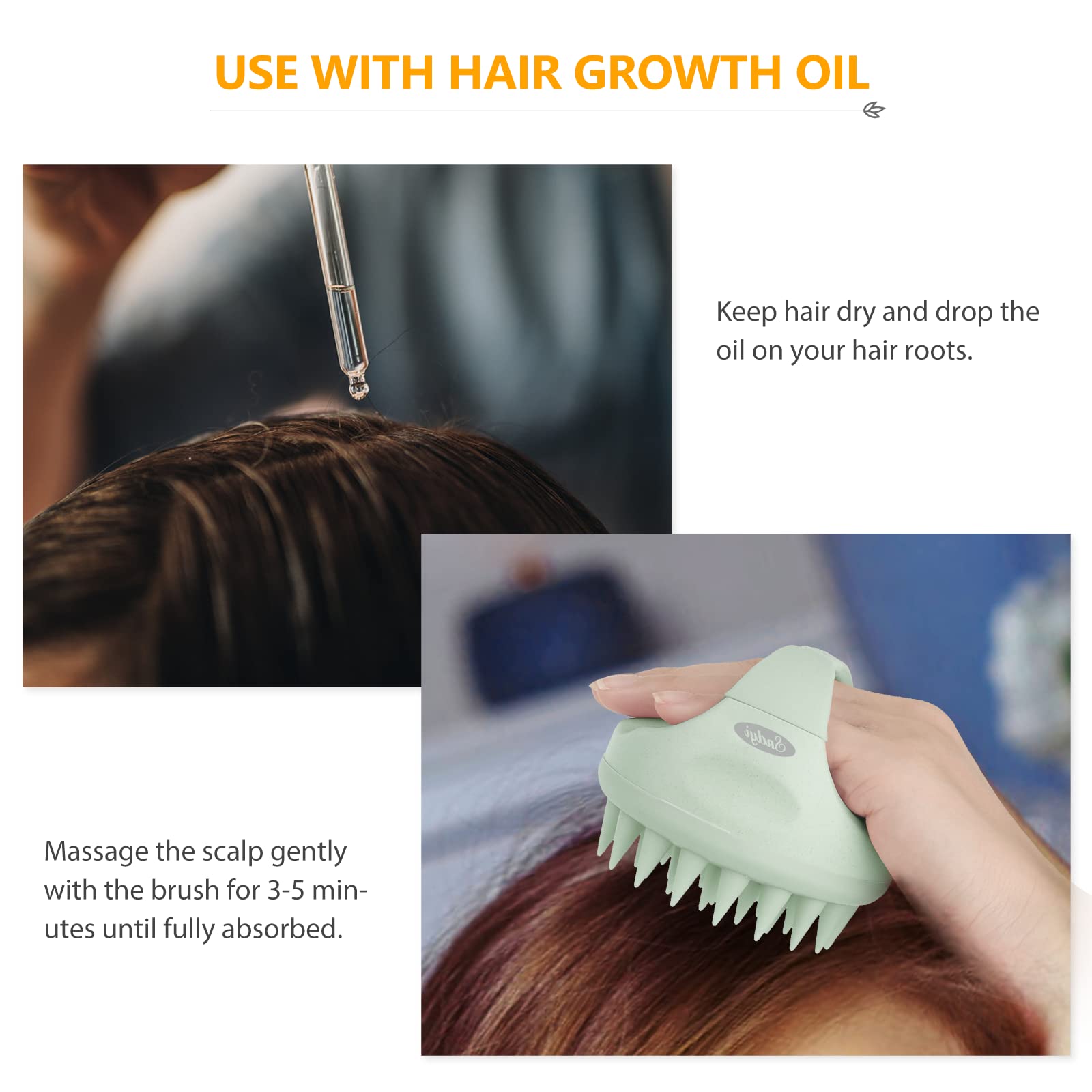 Sndyi Scalp Massager Shampoo Brush - Soft Silicone Bristles, Green, 2 Count for Dandruff Removal & Hair Growth