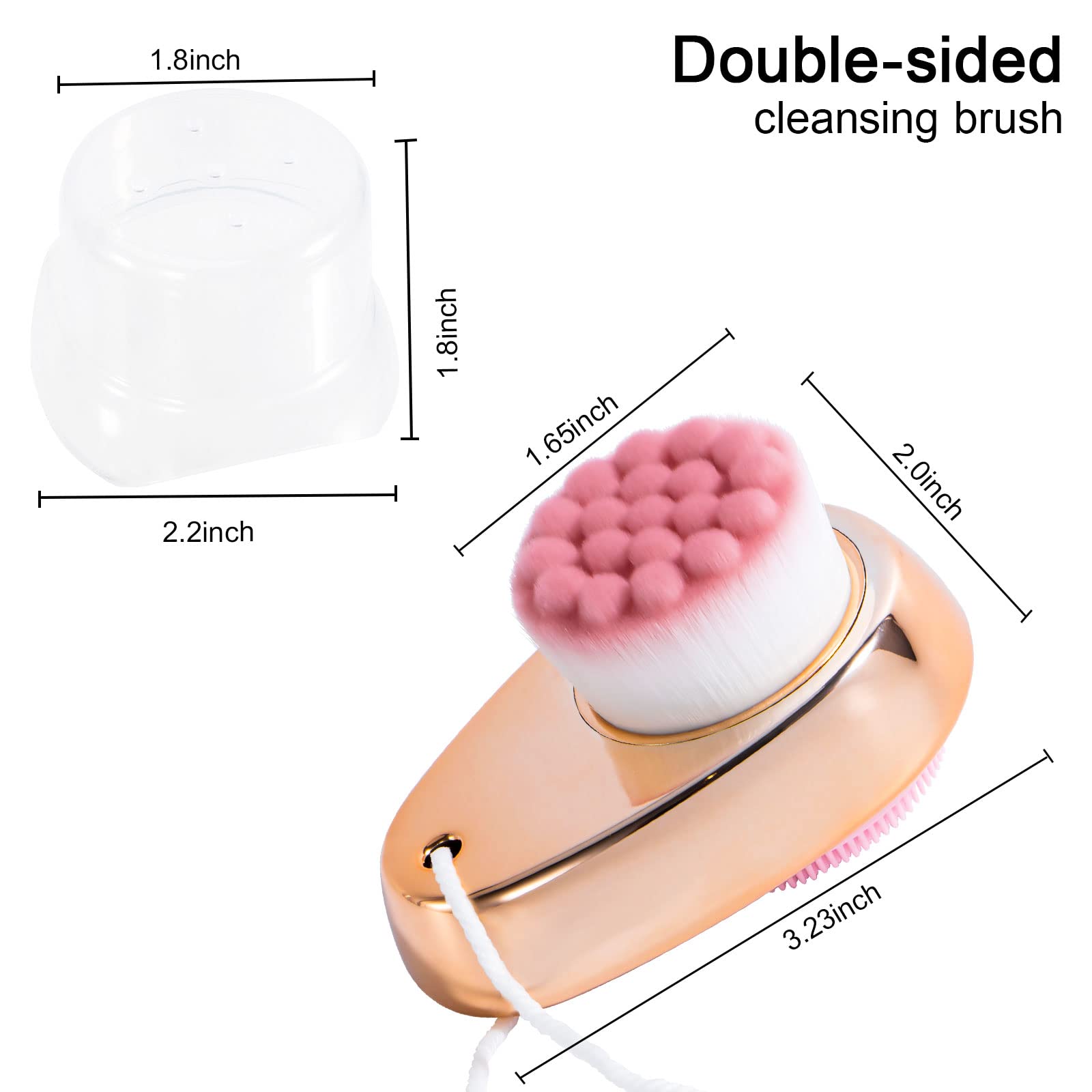2 PCS Facial Cleansing Brush 2 in 1 for Face Exfoliation, Dual Sided Silicone Face Scrubber Soft Microfiber Face Scrub Brush for