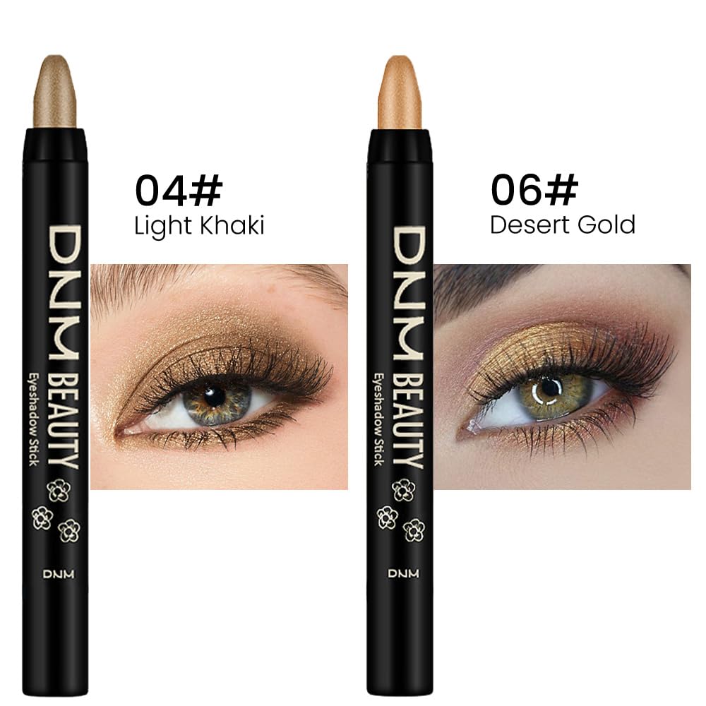 Kaely 2Pcs Cream Eyeshadow Stick Set For Eyes,Light Khaki & Desert Gold Shimmer Pen,Eye Brightener Halloween Makeup,Sombras Para