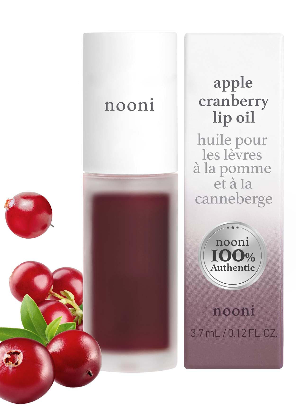 Nooni Korean Lip Oil - Applecranberry | Refreshing, And Tinting Dry Lips With Apple Seed Oil, Jojoba Seed Oil, Cranberry Extract