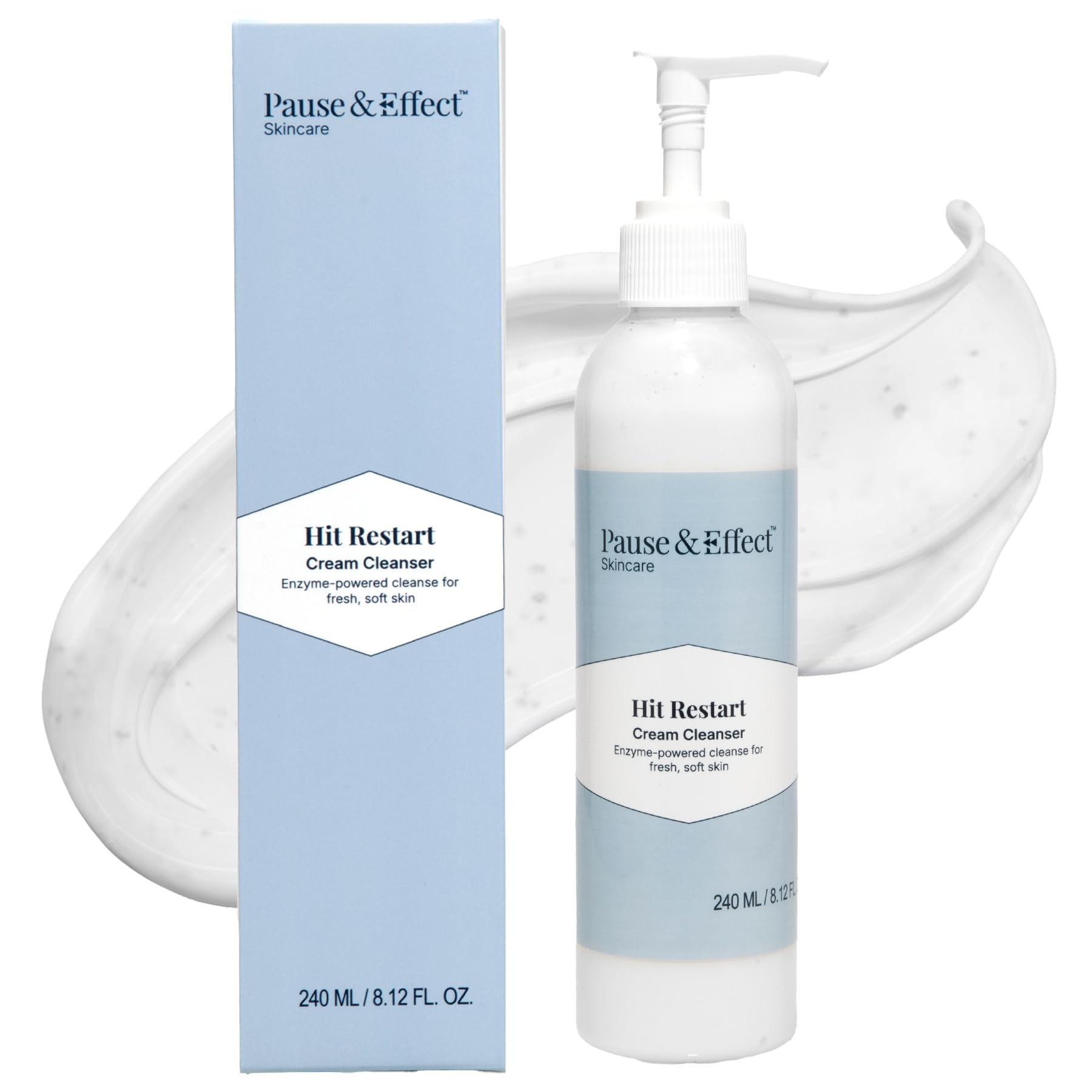 Pause & Effect Gentle Enzyme Face Cleanser for Dry, Sensitive Skin - Hydrating Cream Face Wash with Green Tea, Removes Makeup an