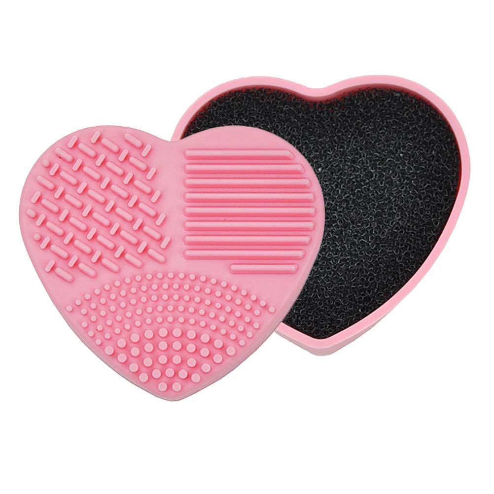 Kitchenfest Silicone Makeup Brush Washing Heart Shape 2 In 1 Pad Cosmetic Brushes Cleaner, Multicolor (M, 2)