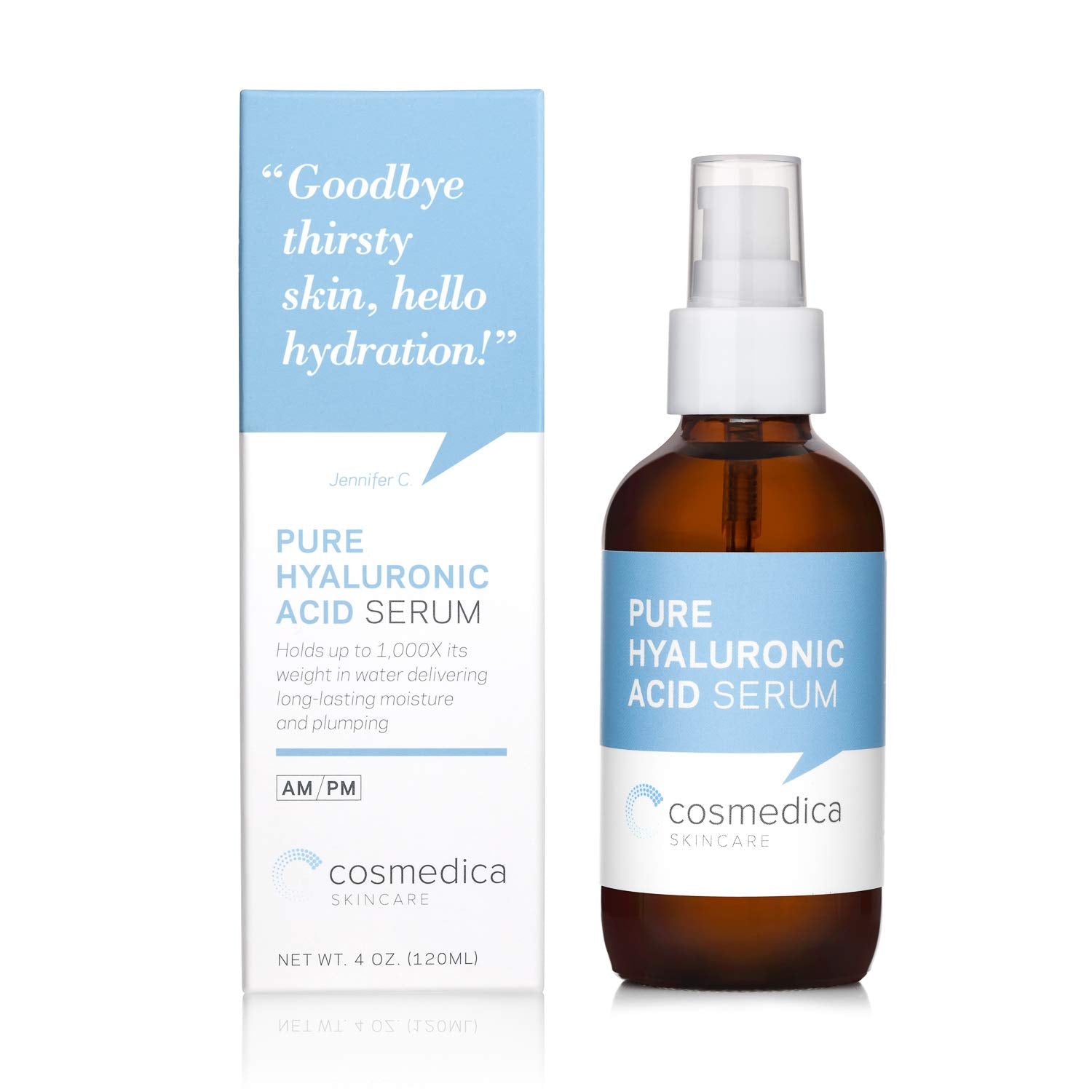 Cosmedica Hyaluronic Acid Serum For Skin - 4 Fl. Oz Hydrating Facial Moisturizer With Anti-Aging Skin Care Properties. Beauty An