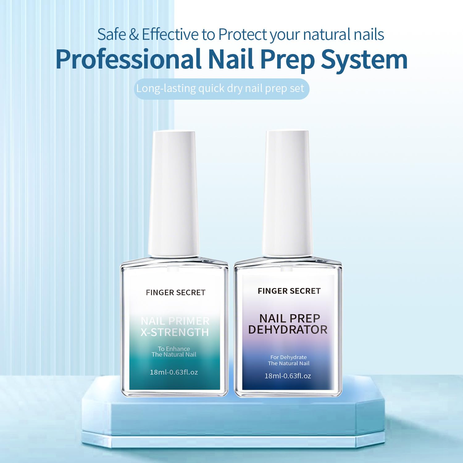 finger secret X-Strength Nail Primer and Prep Dehydrator Poly Gel Nail Kit,Nails Fast Dry Prep Base Coat Kit for Design Nail Art