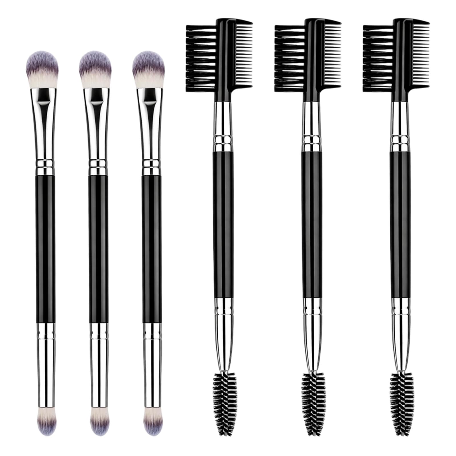 HJZHII 6Pcs DoubleSide Makeup Tools Set, Eyeshadow Brush Eyelash Comb