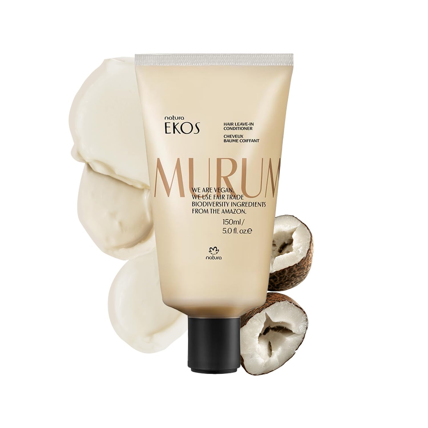 Natura Murumuru Hair Leave-In Conditioner, 1.5 oz - Unisex, For Frizzy Hair - Repairs Split Ends, Reduces Frizz, Detangles, Vega