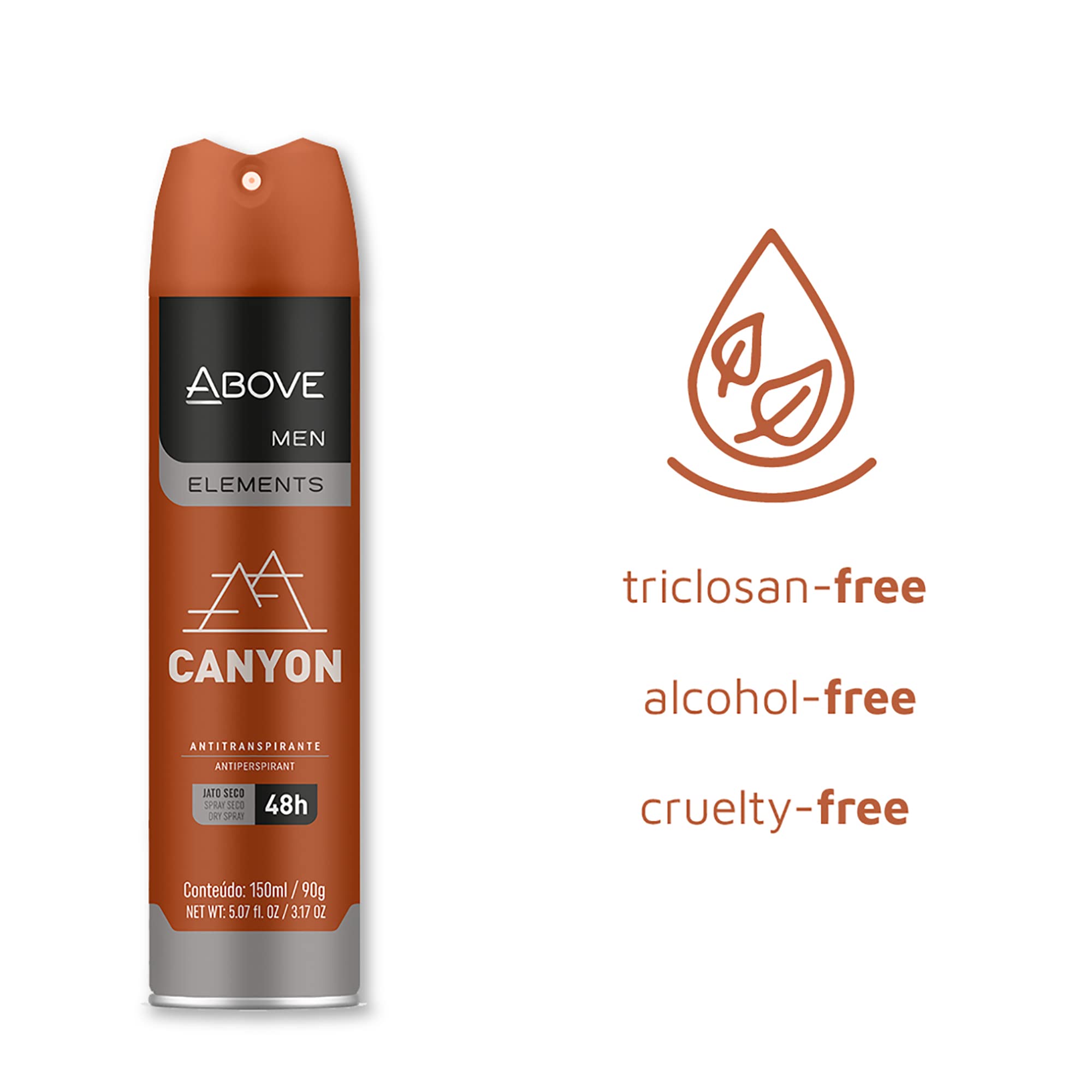 Above Canyon - 48 Hours Antiperspirant Deodorant - Dry Spray For Men - Notes Of Bergamot, Lemon And Apricot - Protects Against S