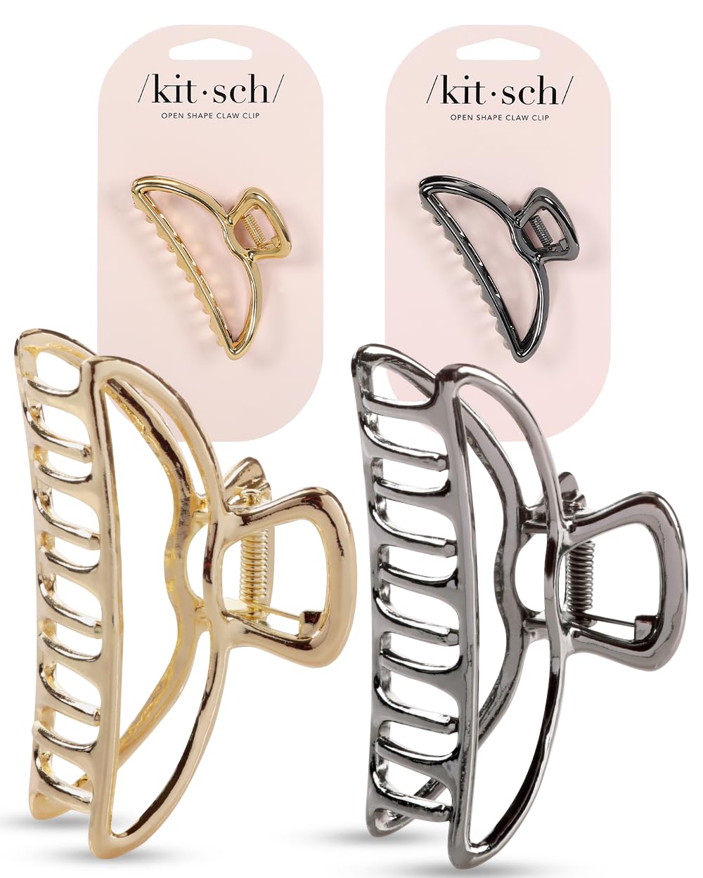 Kitsch Metal Claw Clips - Large Claw Clips For Thick Hair | Metal Hair Clips For Women | Gold Hair Clips & Silver Hair Clips | H