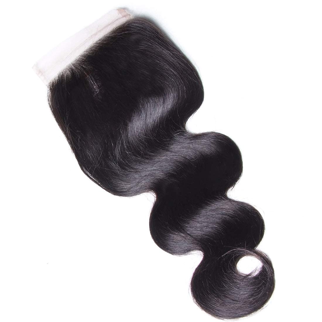 UNice Hair Body Wave 4x4 lace Closure Free Part, Unprocessed Brazilian Human Virgin Hair Swiss Lace Closure Natural Black Color