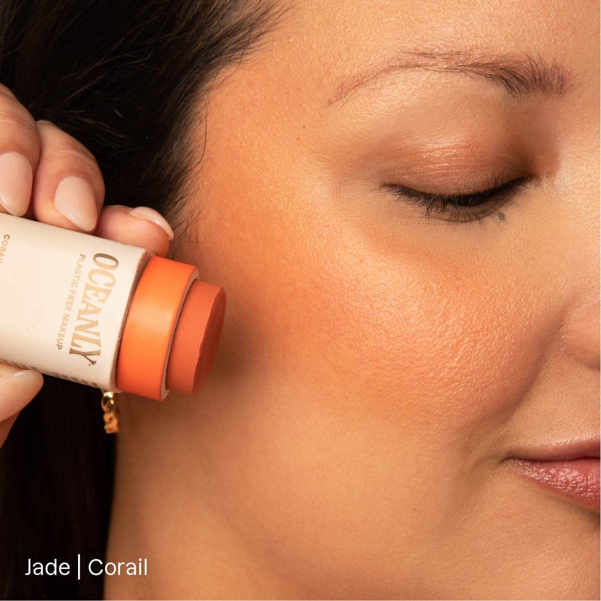 ATTITUDE Oceanly Lightweight Blush Stick, Titanium Dioxide-Free, EWG Verified, Plastic-Free, Vegan & Cruelty-free Makeup, Corail