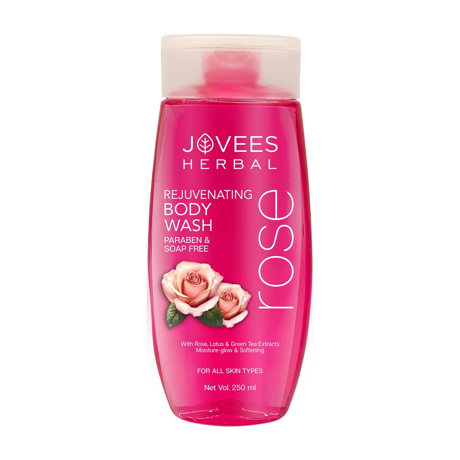 Jovees Herbal Rose Body Wash For Softer, Smoother Skin With Rose Petals, Chamomile & Green Tea Ext | Shower Gel For Dry, Rough &