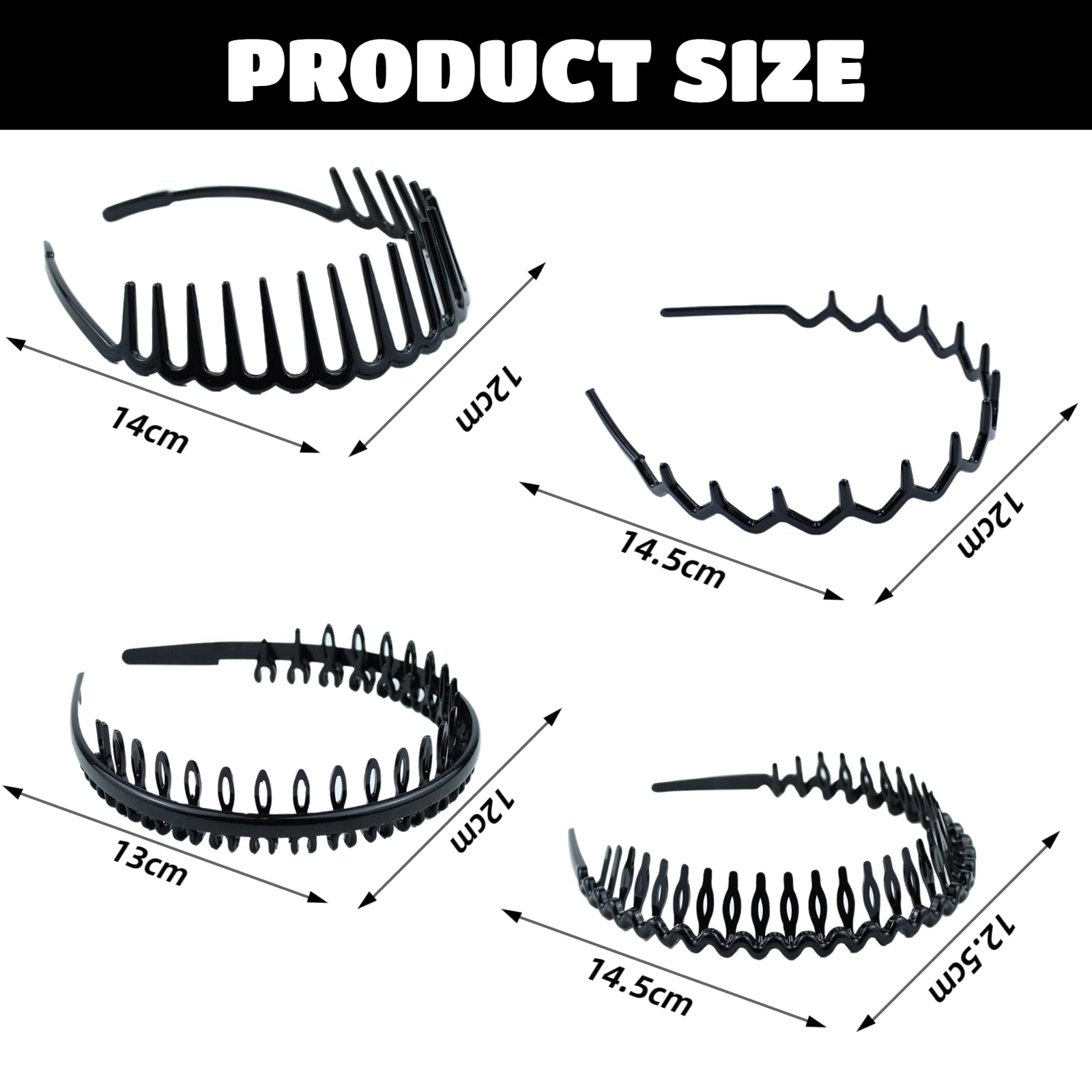 8 PCS Non Slip Fashion Plastic Headbands with Teeth Skinny Hair Band Combs Hair Hoop Hair Accessory for Women Men Hair Decoratio