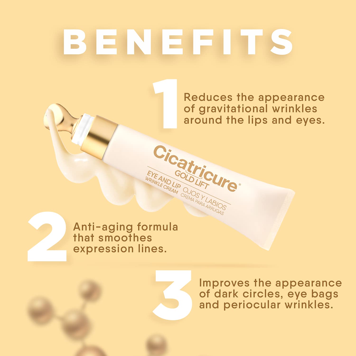 Cicatricure Gold Lift Dual Contour Eye And Lip Wrinkle Cream, Anti Aging Skin Care To Reduce Dark Circles, Puffiness & Expressio